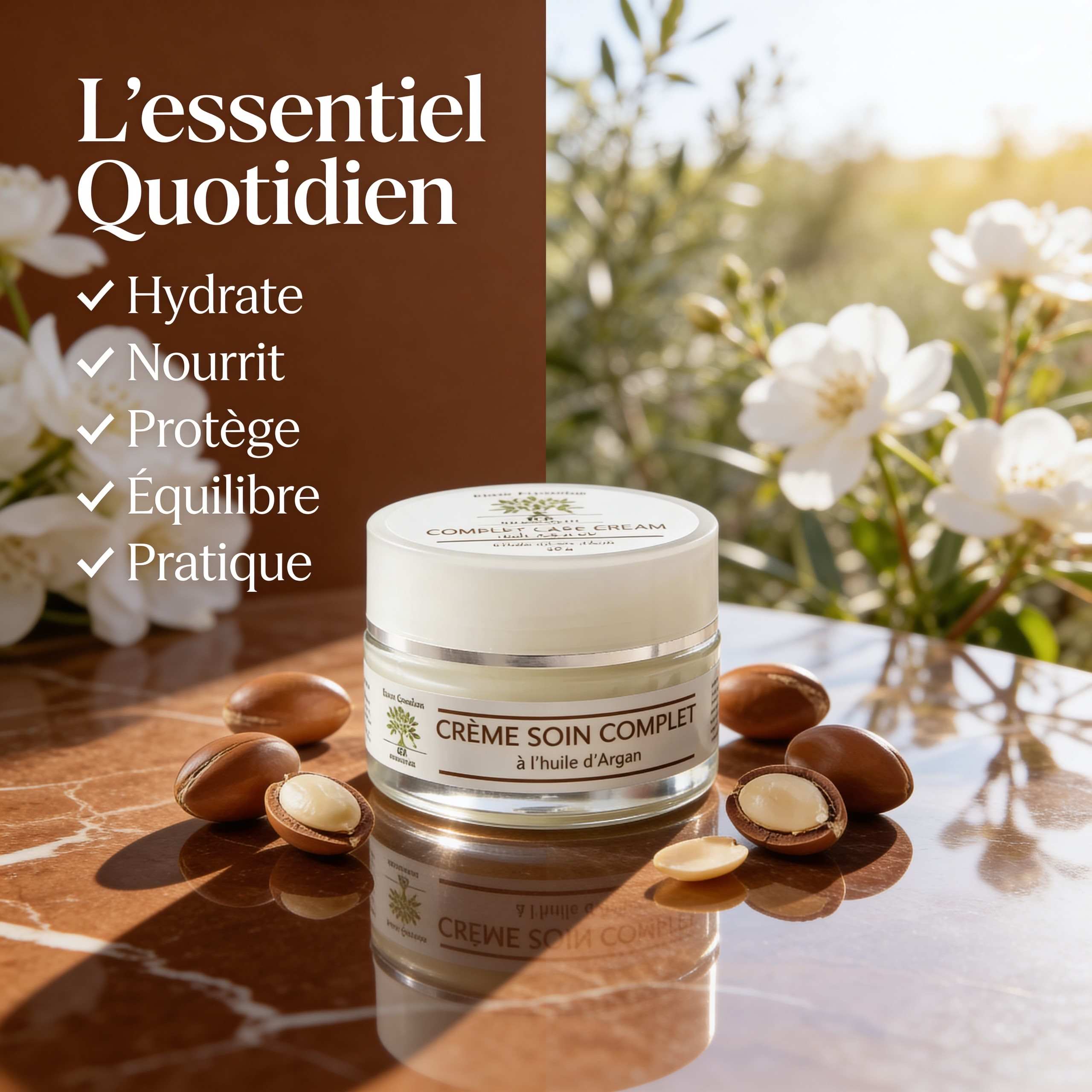 Crème Soin Complet à l'Huile d'Argan | Peau douce, souple & éclatante