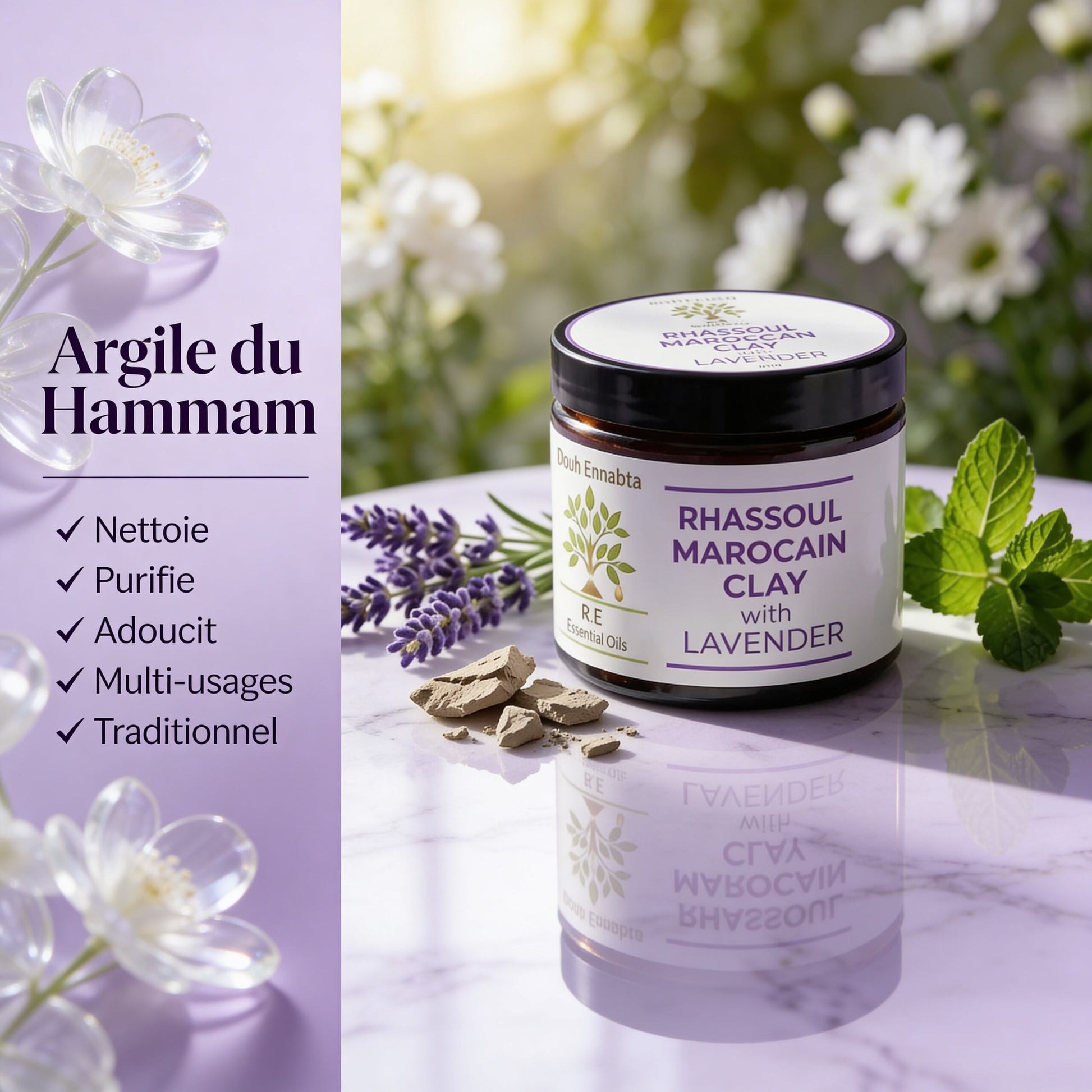 Rhassoul à la Lavande – Argile du Hammam- JODHUR