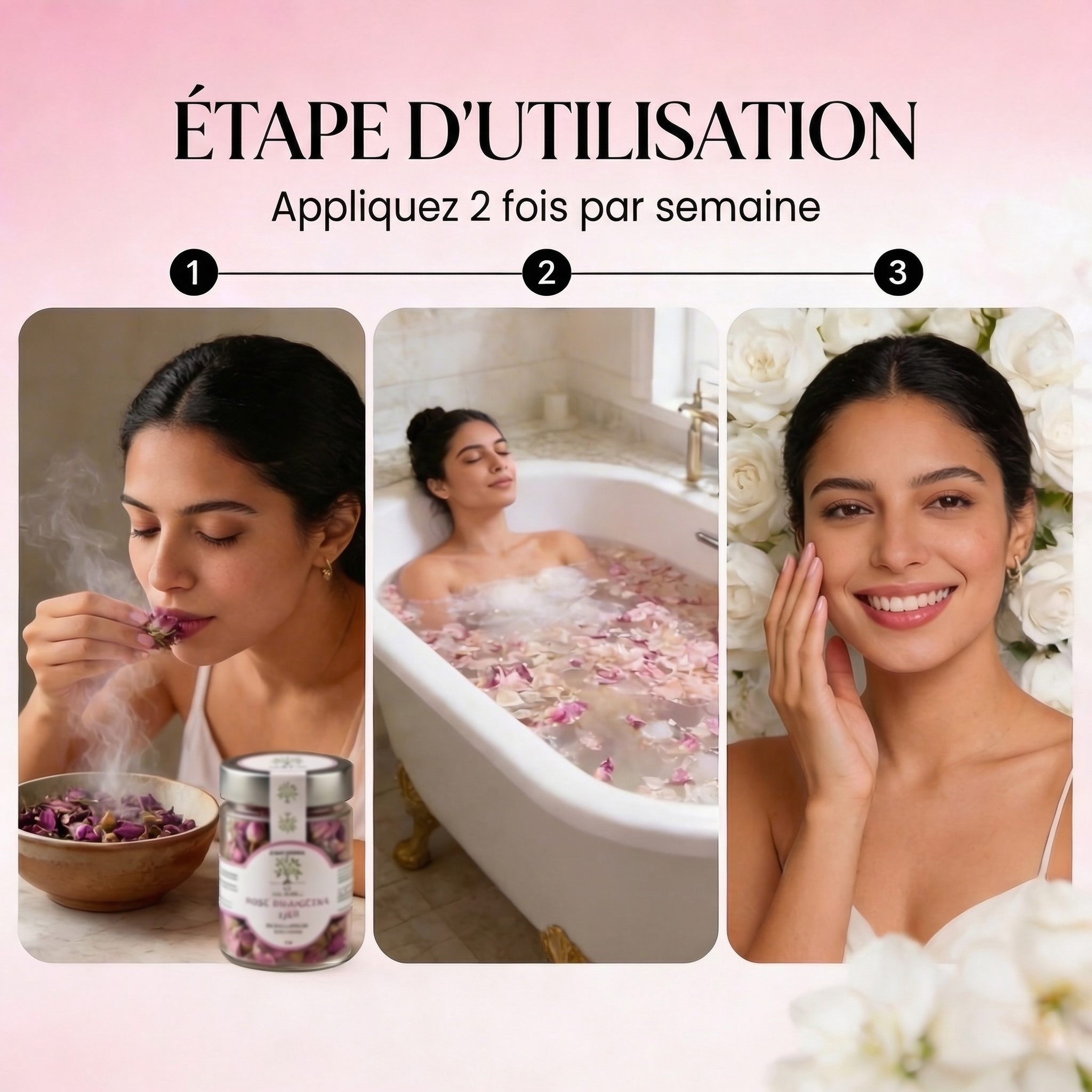 Pétales de Rose de Damas BIO – Bain Luxe- JODHUR