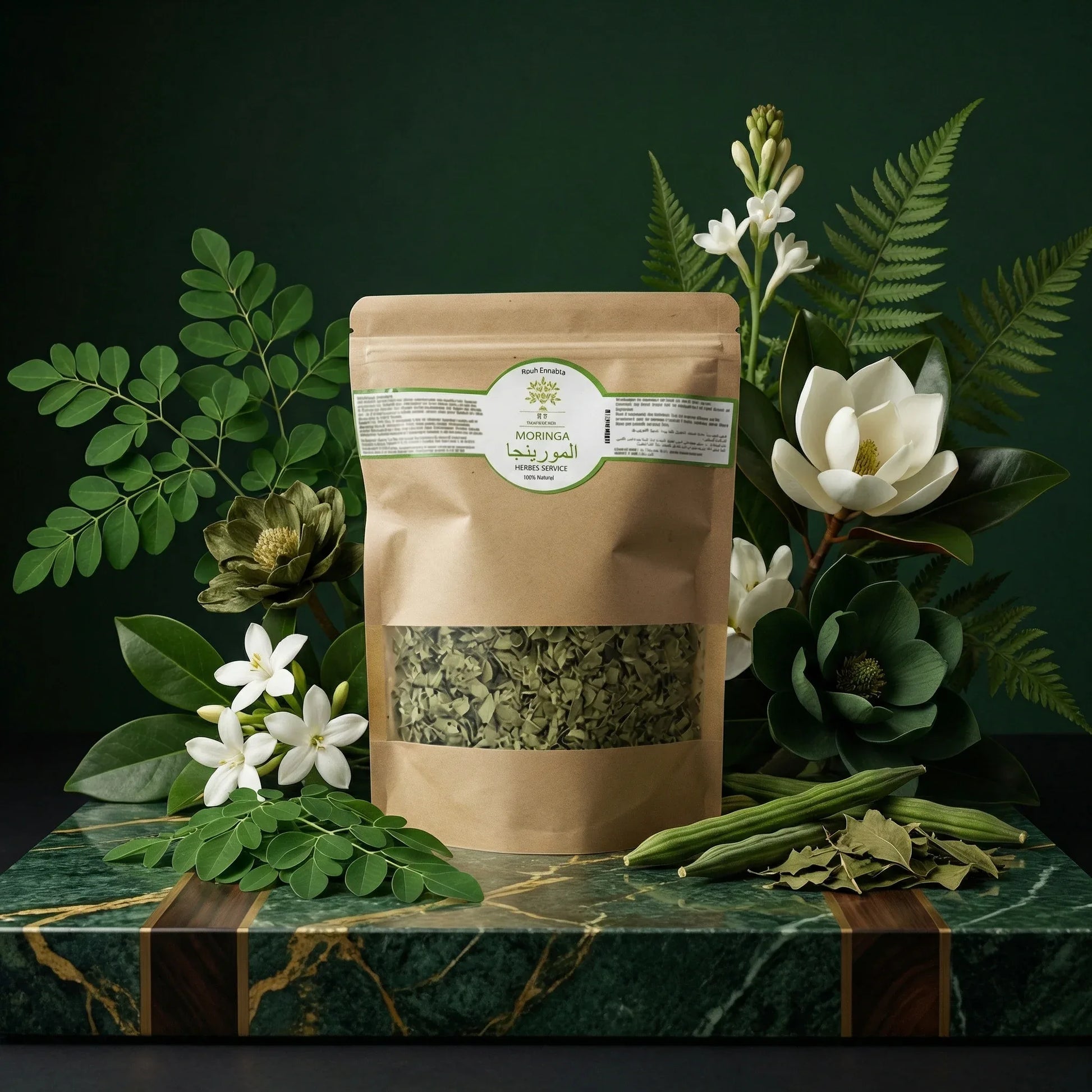 Pot de feuilles de moringa oleifera séchées bio Jodhur — superaliment beauté et énergie Maroc