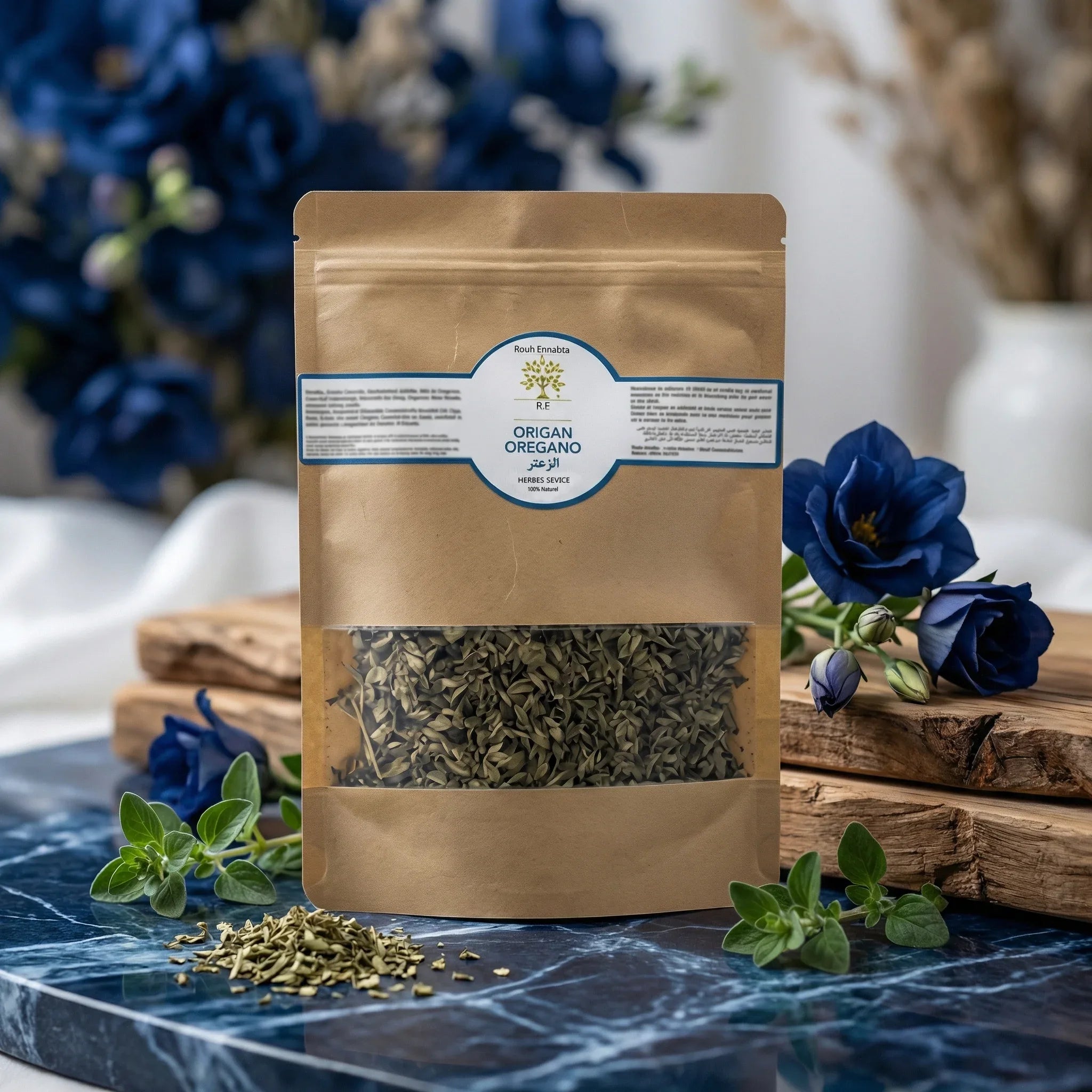 Sachet de feuilles d'origan séché bio sauvage Jodhur — infusion purifiante défenses immunitaires Maroc