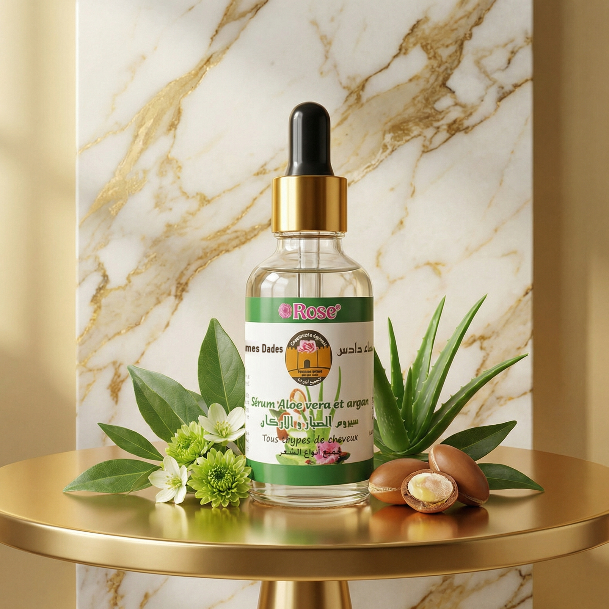 JODHUR Serum Aloe Vera & Argan | Hydratation & Reparation – Tous Types de Cheveux avec huile d’argan nourrissante et aloe vera hydratant.