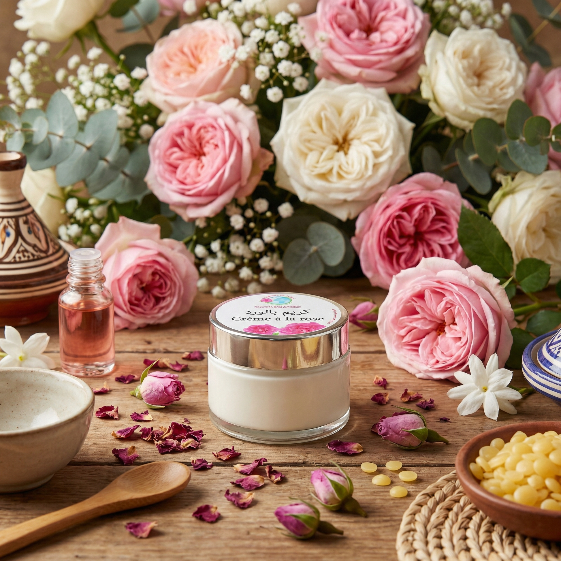 Crème à la Rose – Hydratation & Régénération Quotidienne- JODHUR