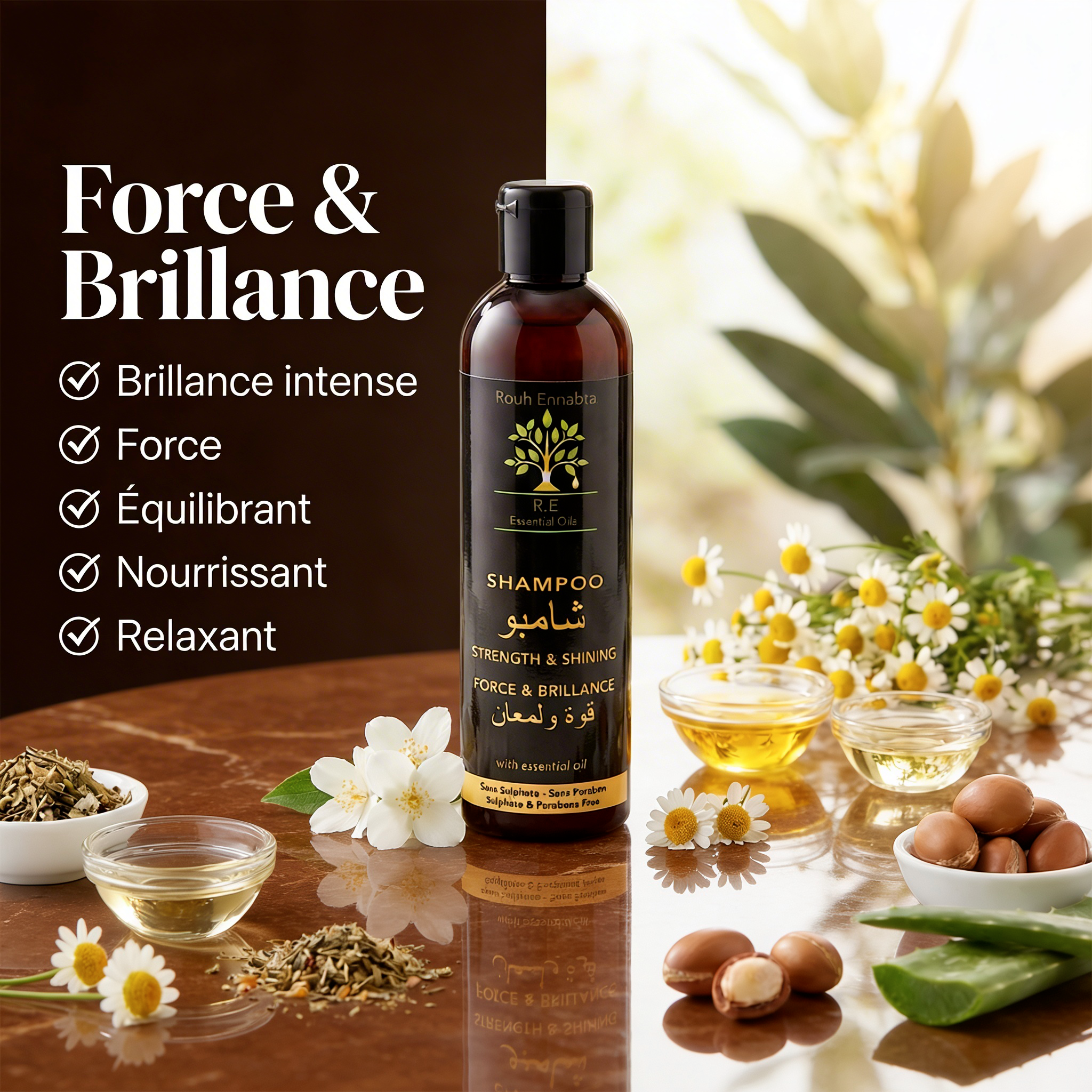 Shampoing Force & Brillance aux Huiles Essentielles- JODHUR