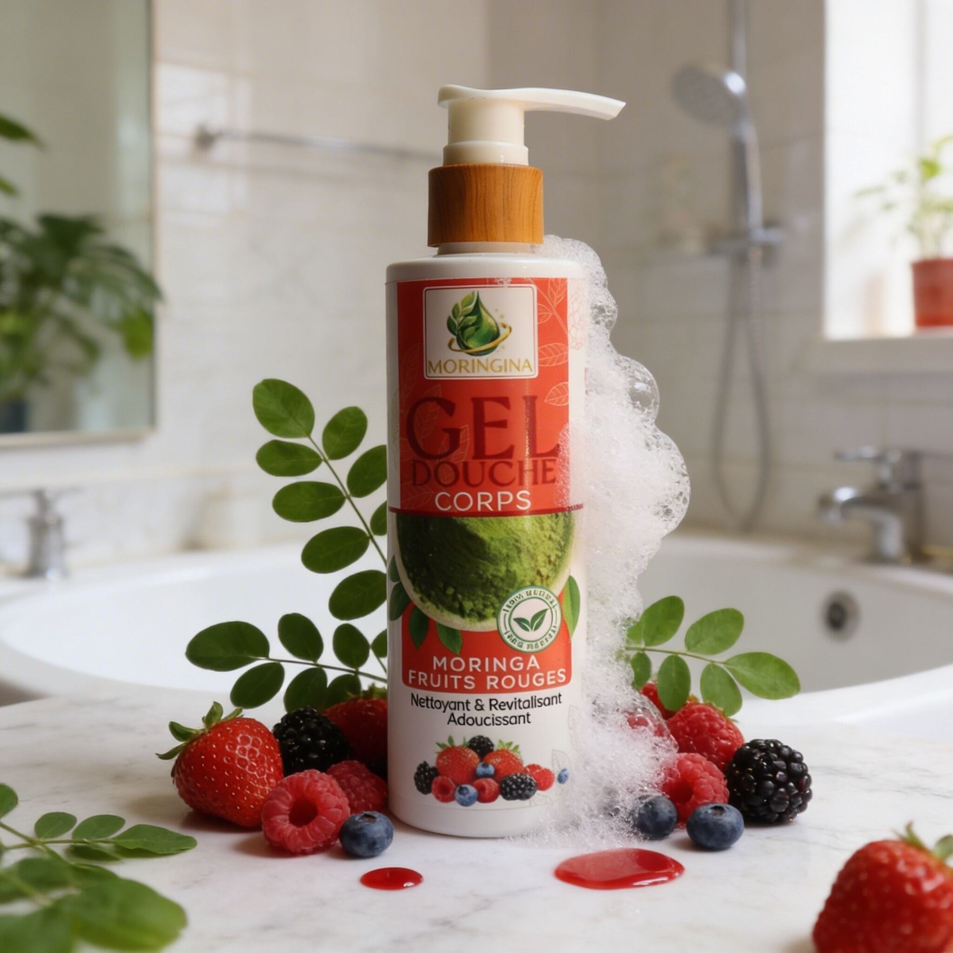 Gel Douche Corps Moringa Fruits Rouges | Peau douce & revitalisée après chaque douche - JODHUR