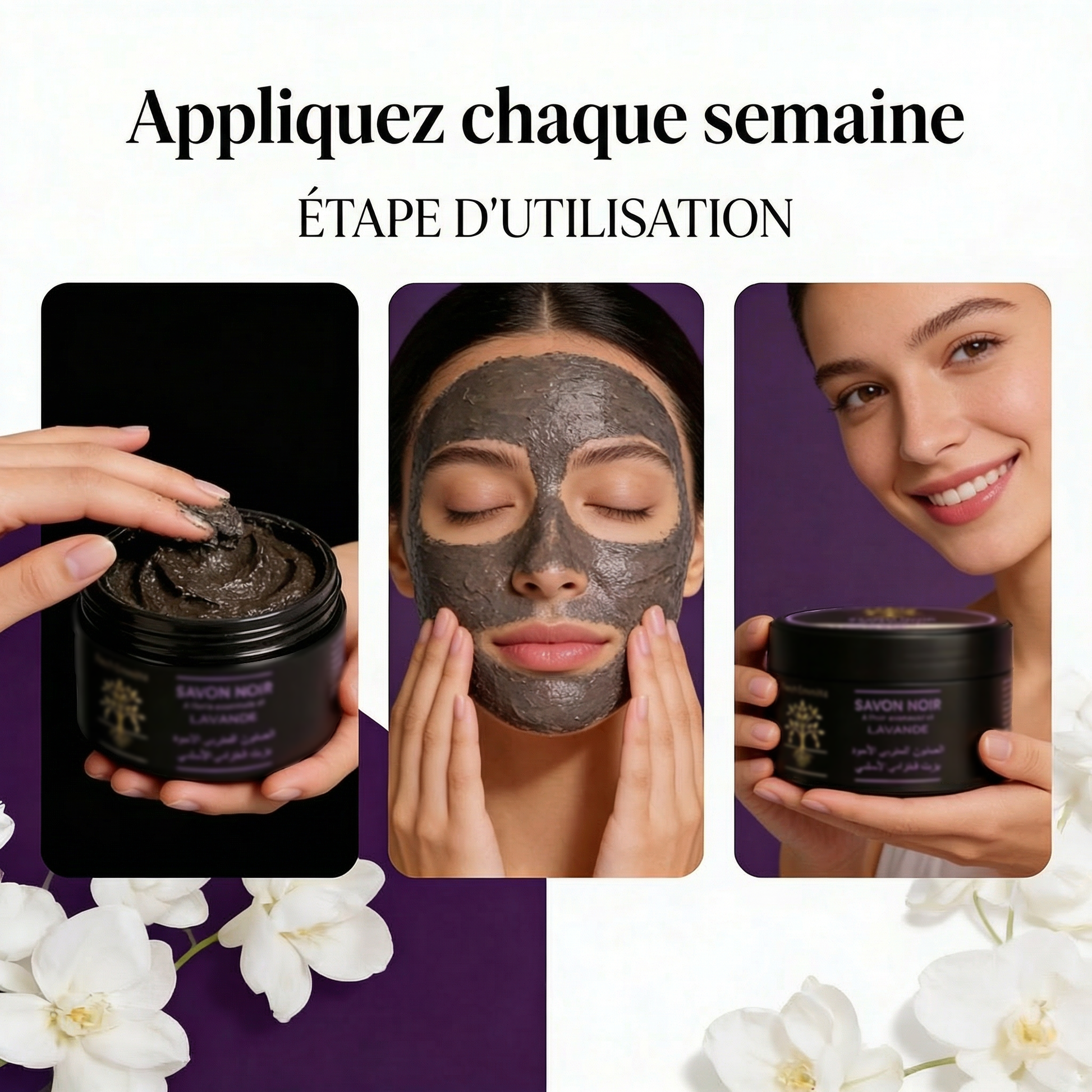 JODHUR Savon Noir Beldi Lavande BIO – Gommage Relaxant au moringa et huile d’argan, purifiant et nourrissant pour la peau.