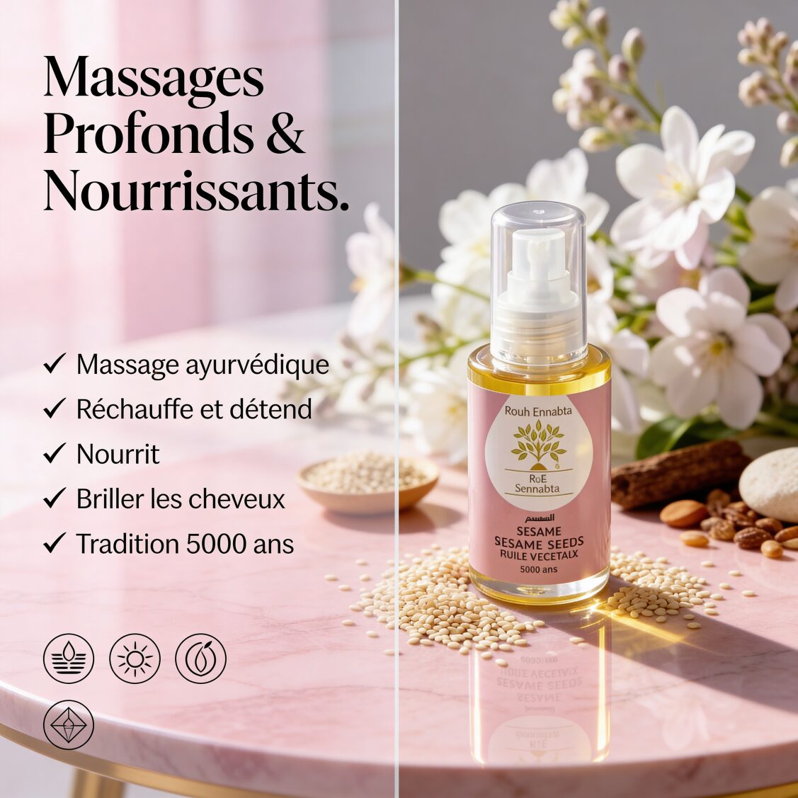 Huile de Sésame BIO – Massage Ayurvédique - JODHUR