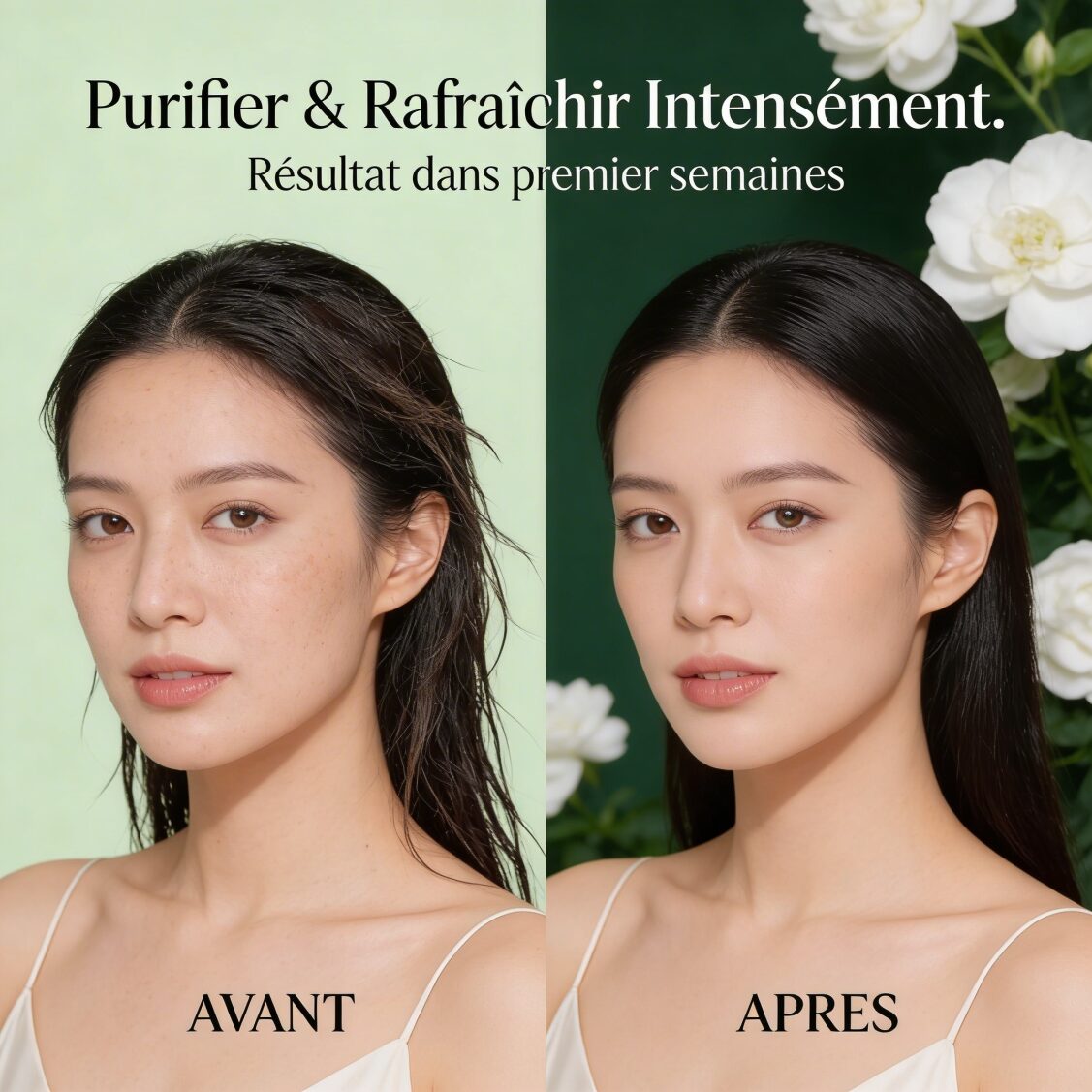 Hydrolat de Menthe Verte BIO – Comparatif avant/après : peau purifiée et rafraîchie en quelques semaines