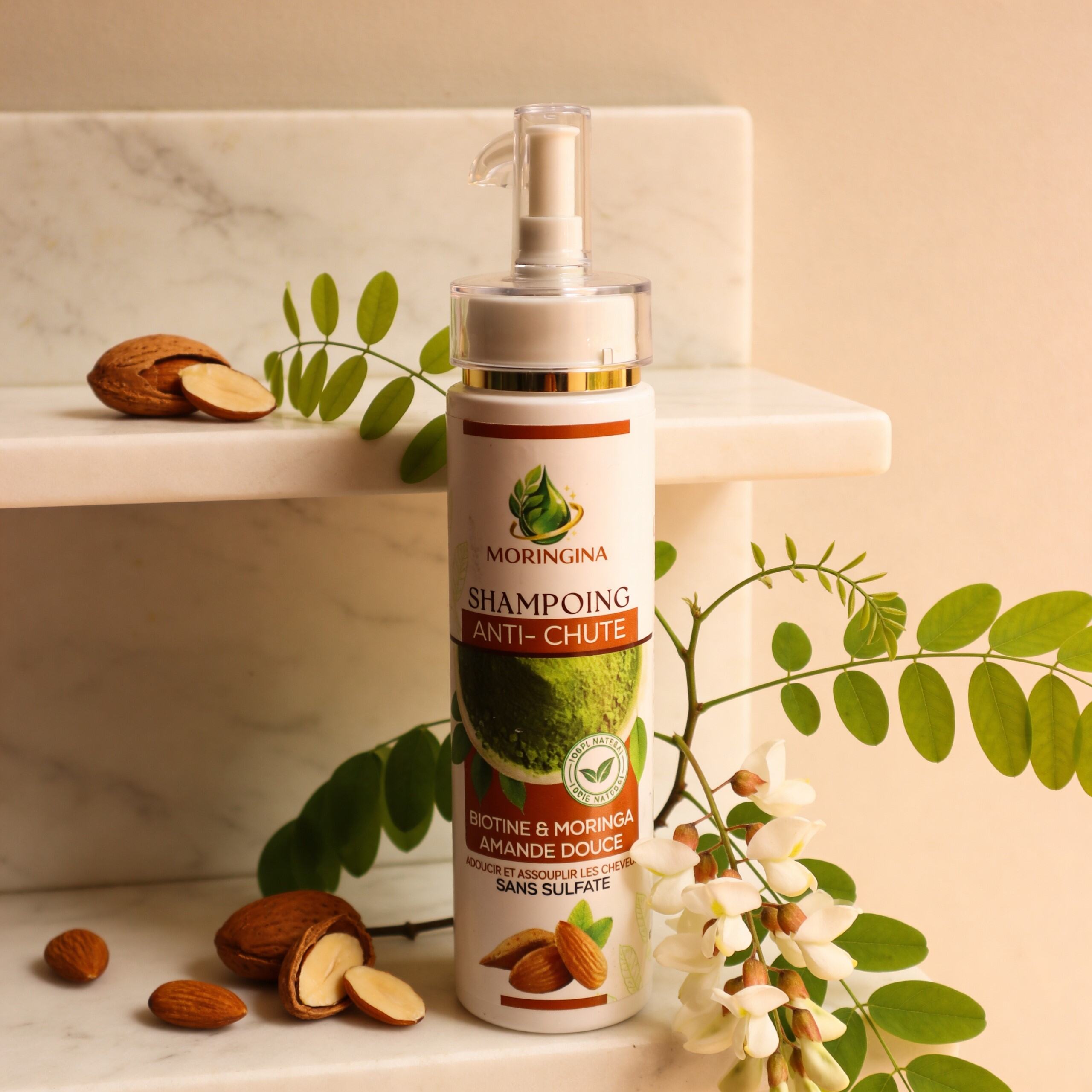 Shampoing anti-chute Biotine & Moringa JODHUR à l’amande douce, adoucit et assouplit les cheveux - JODHUR
