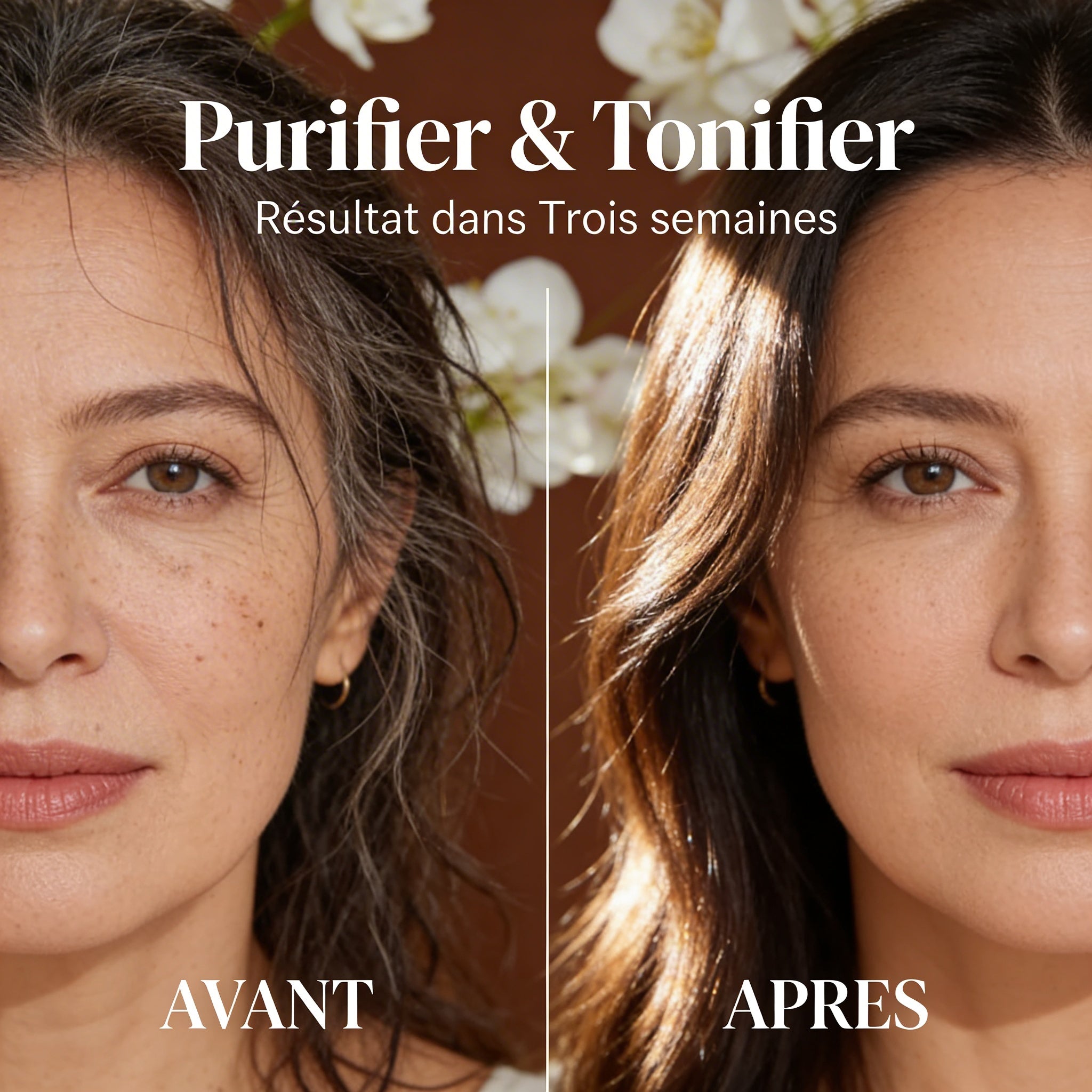 Visage avant-après avec Huile Essentielle Clou de Girofle BIO JODHUR, enrichie en argan, purifie et tonifie naturellement la peau.