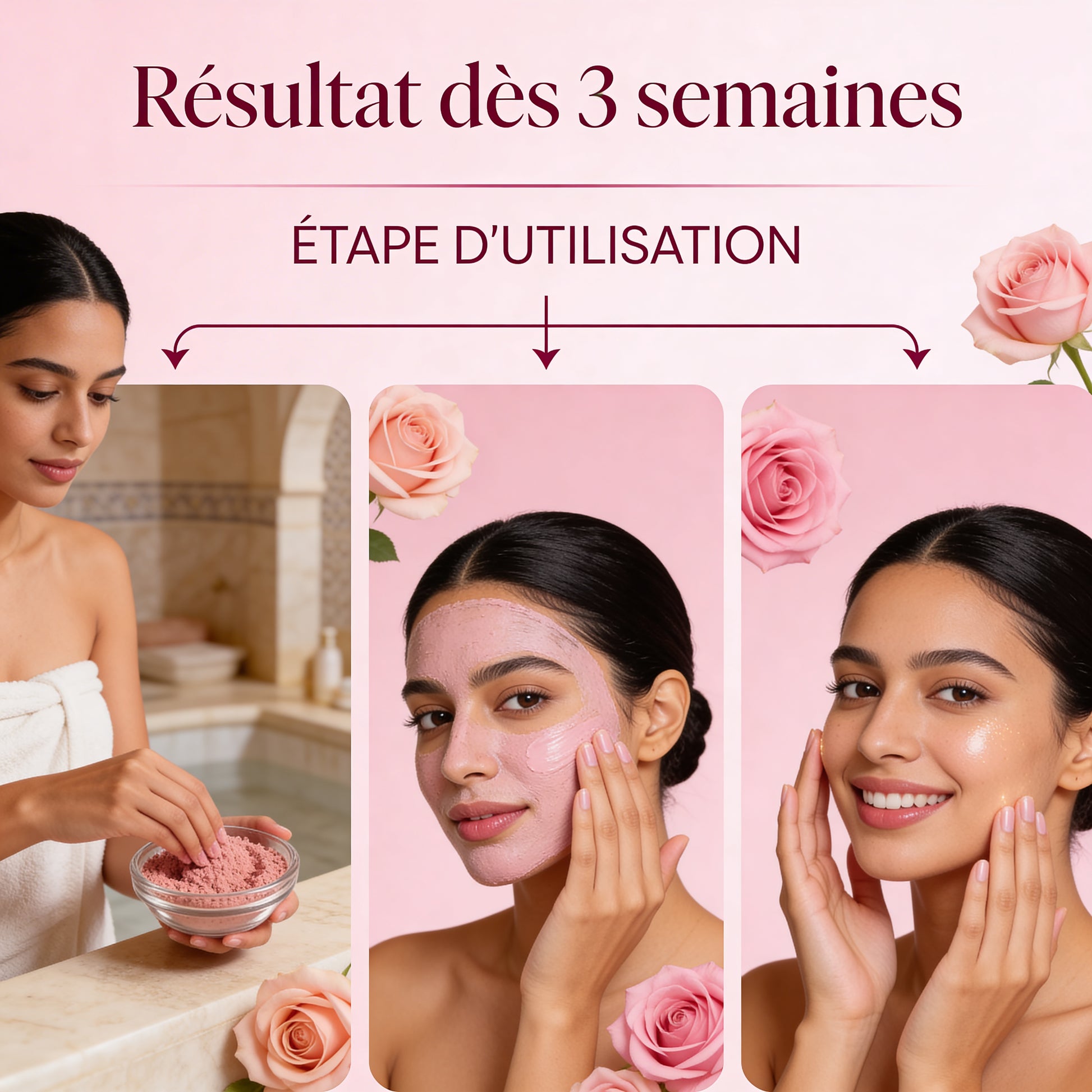 JODHUR Poudre de Rose – Masque Purifiant & Éclat à l’huile d’argan et moringa pour une peau purifiée et éclatante.