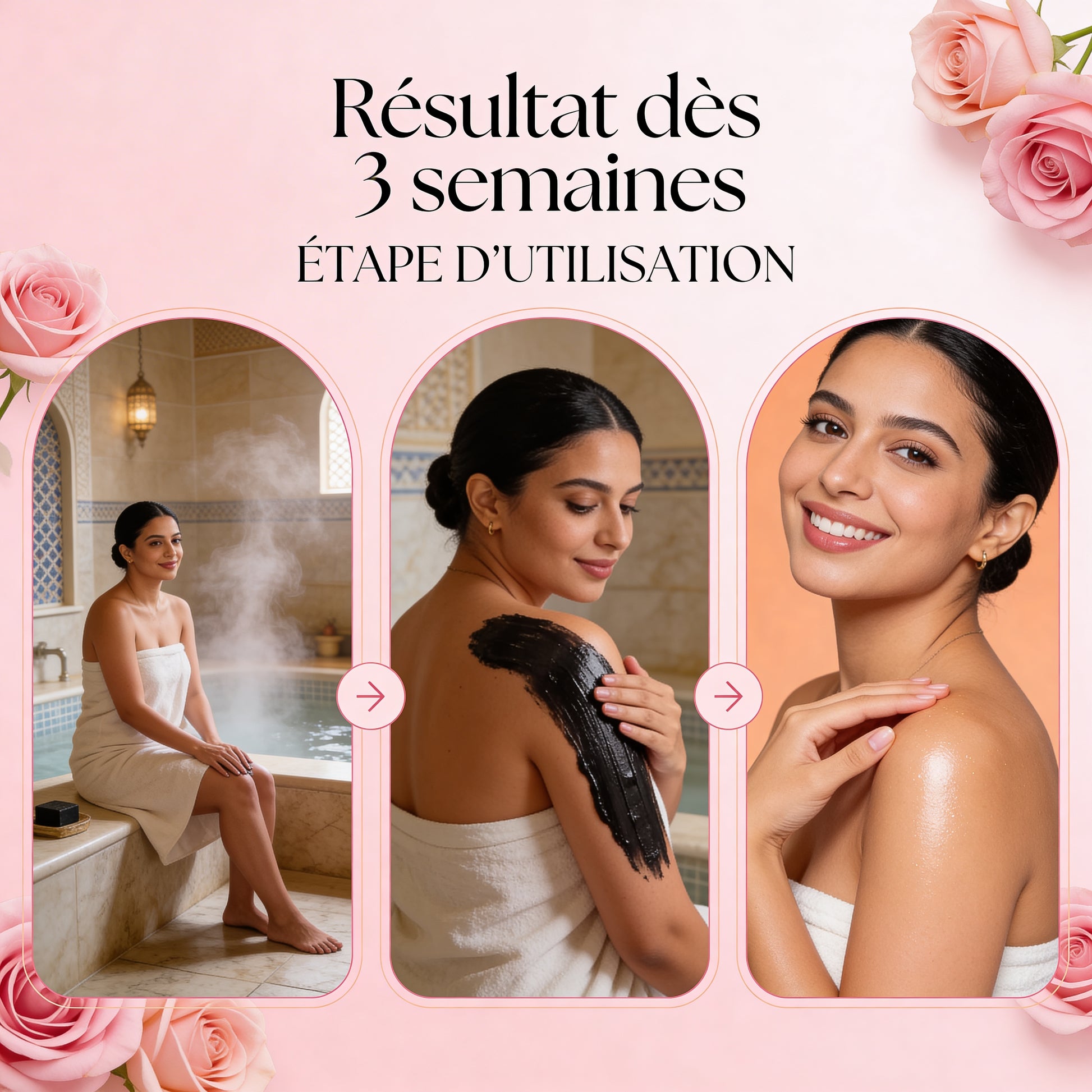 JODHUR Savon Noir Beldi à la Rose BIO – Douceur Hammam, à l’argan bio pour une peau purifiée et nourrie en douceur.