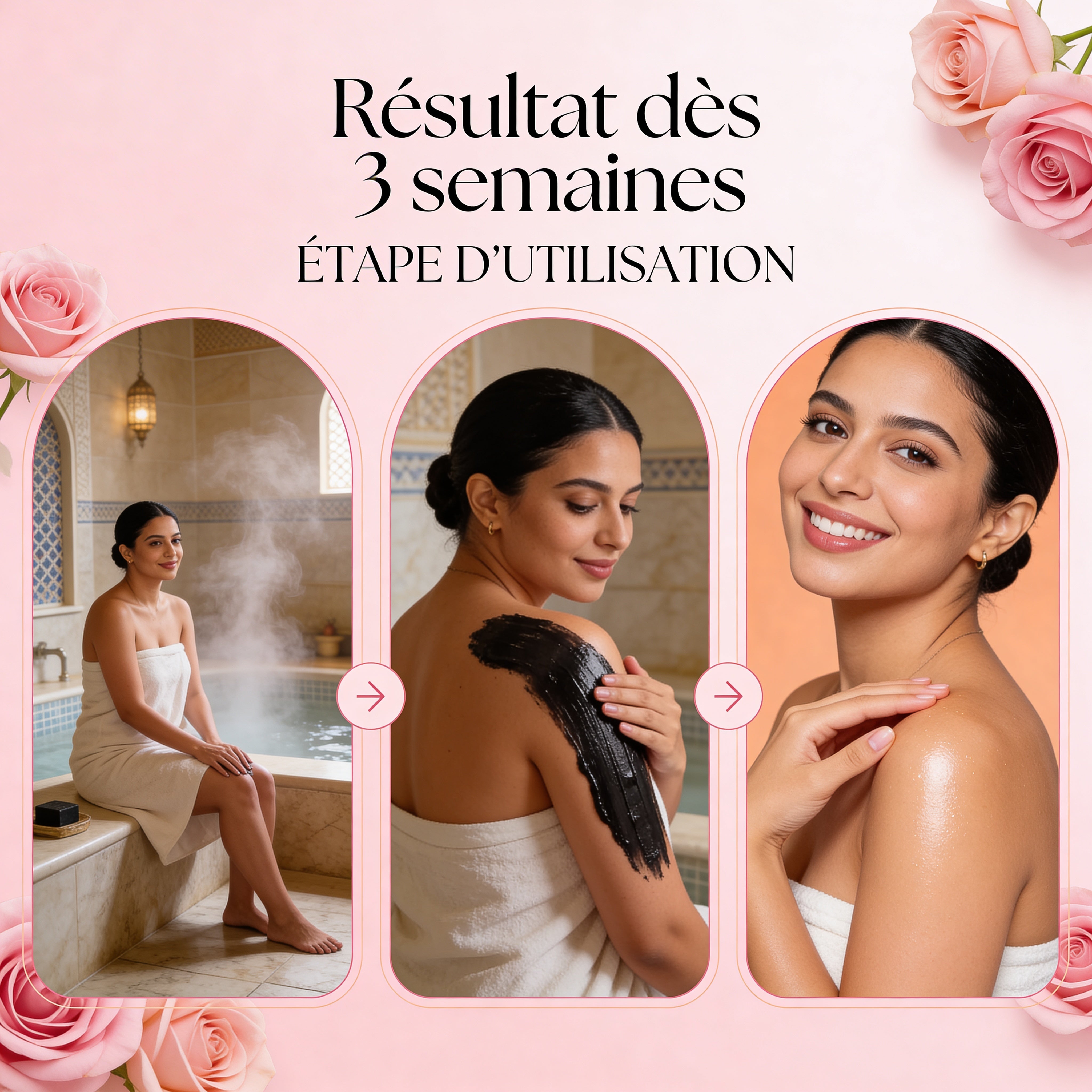 JODHUR Savon Noir Beldi à la Rose BIO – Douceur Hammam, à l’argan bio pour une peau purifiée et nourrie en douceur.