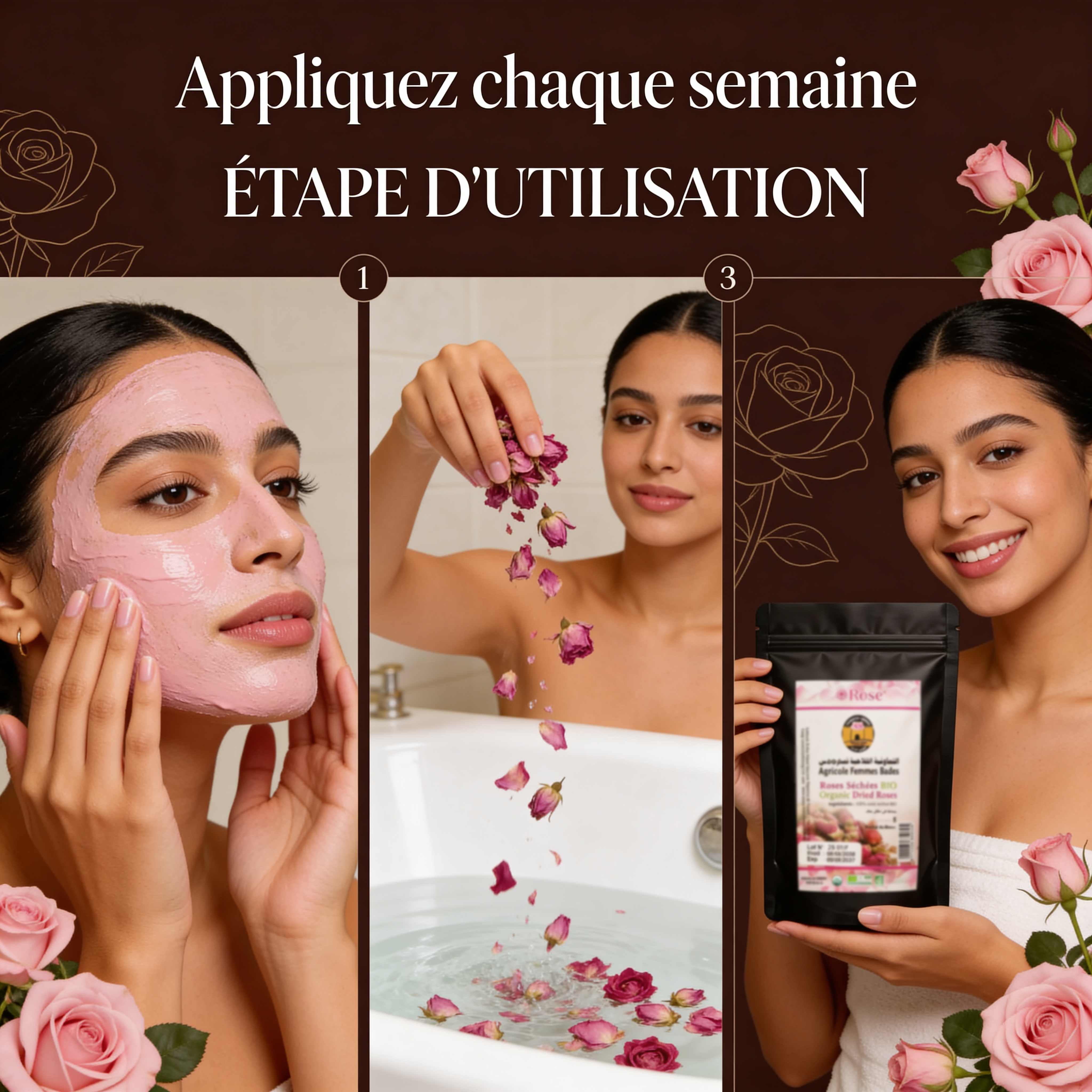 JODHUR Roses Séchées BIO – Ingrédient Beauté Multi-Usages avec huile d’argan bio pour une peau hydratée et éclatante.