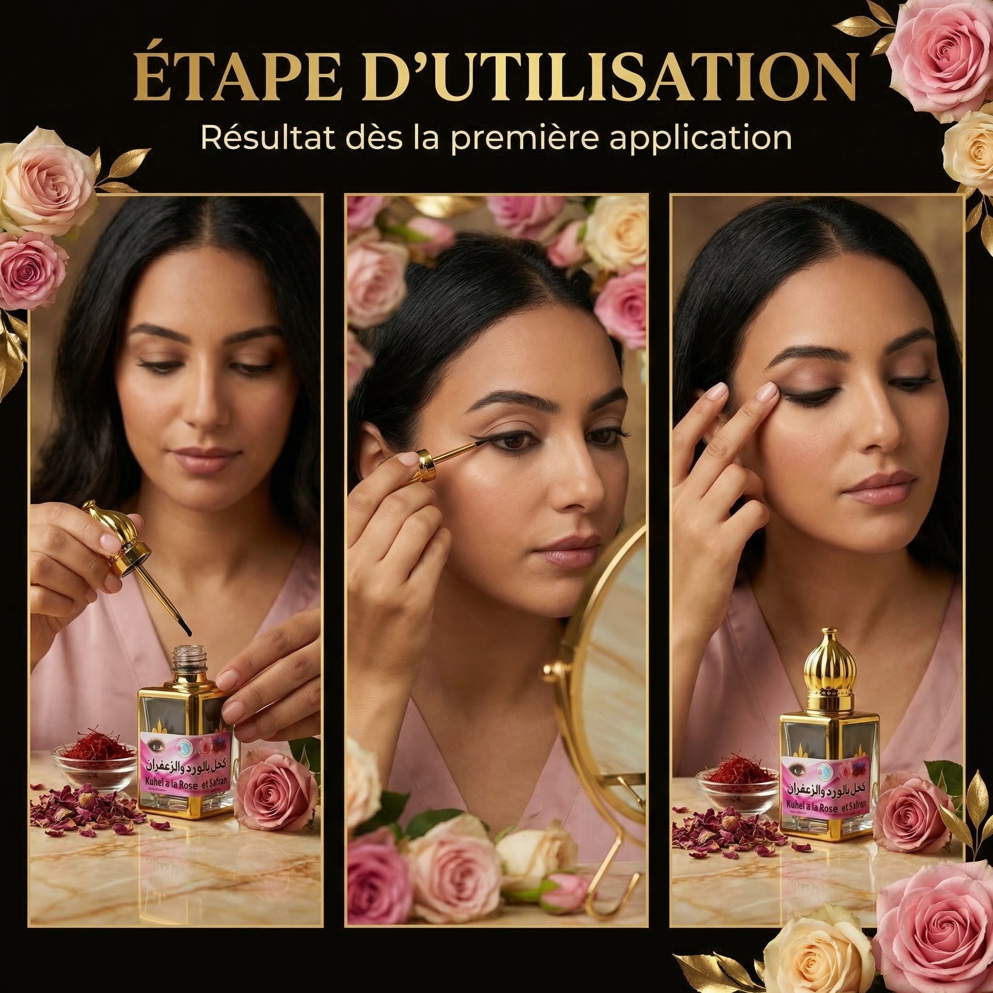 JODHUR Khôl Naturel à la Rose & Safran – Regard Sublimé avec huile d’argan bio, pour un regard nourri et sublimé dès la première application.