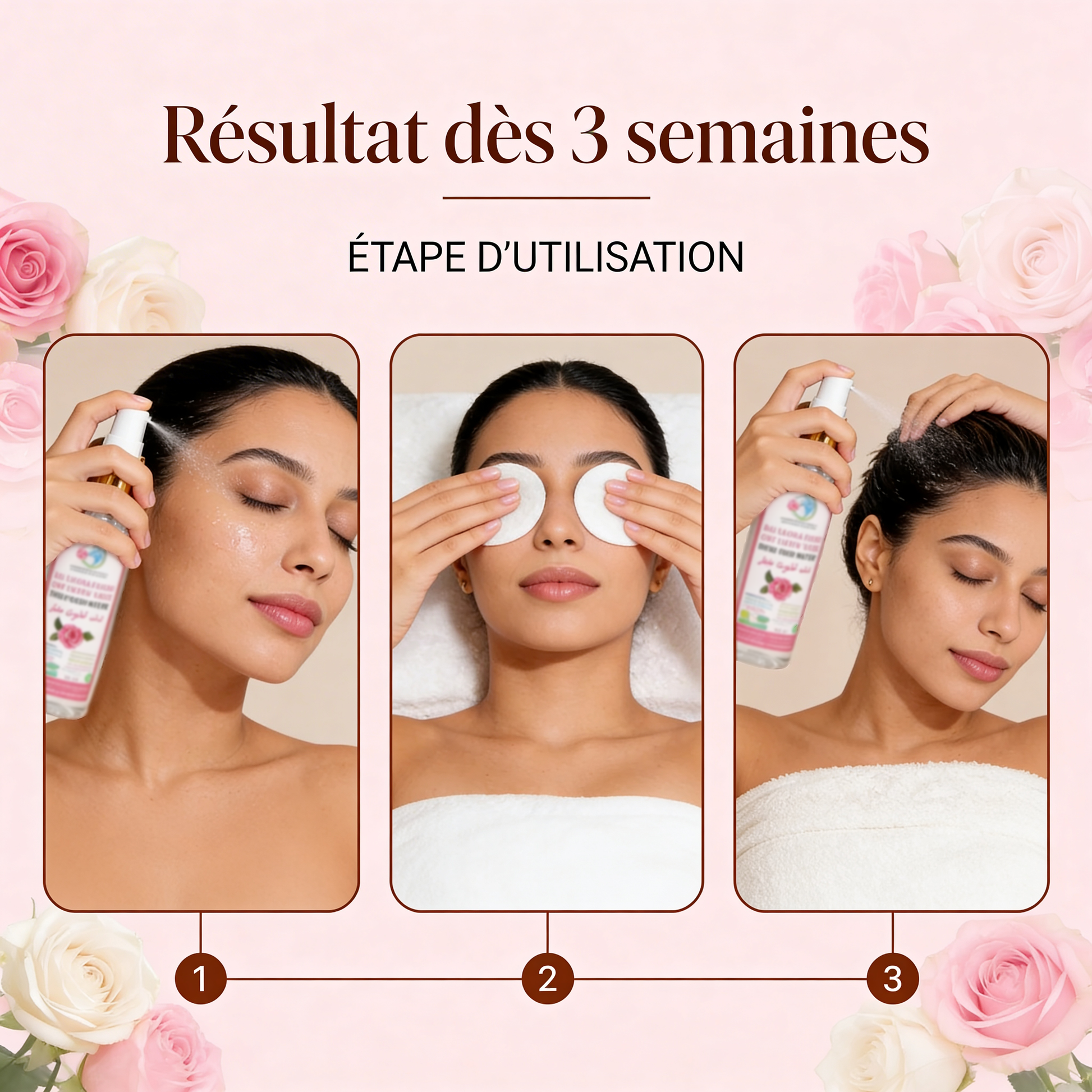 JODHUR Eau Florale de Rose BIO – Tonique Apaisant Format Spray avec infusion de moringa pour une peau apaisée et hydratée naturellement.