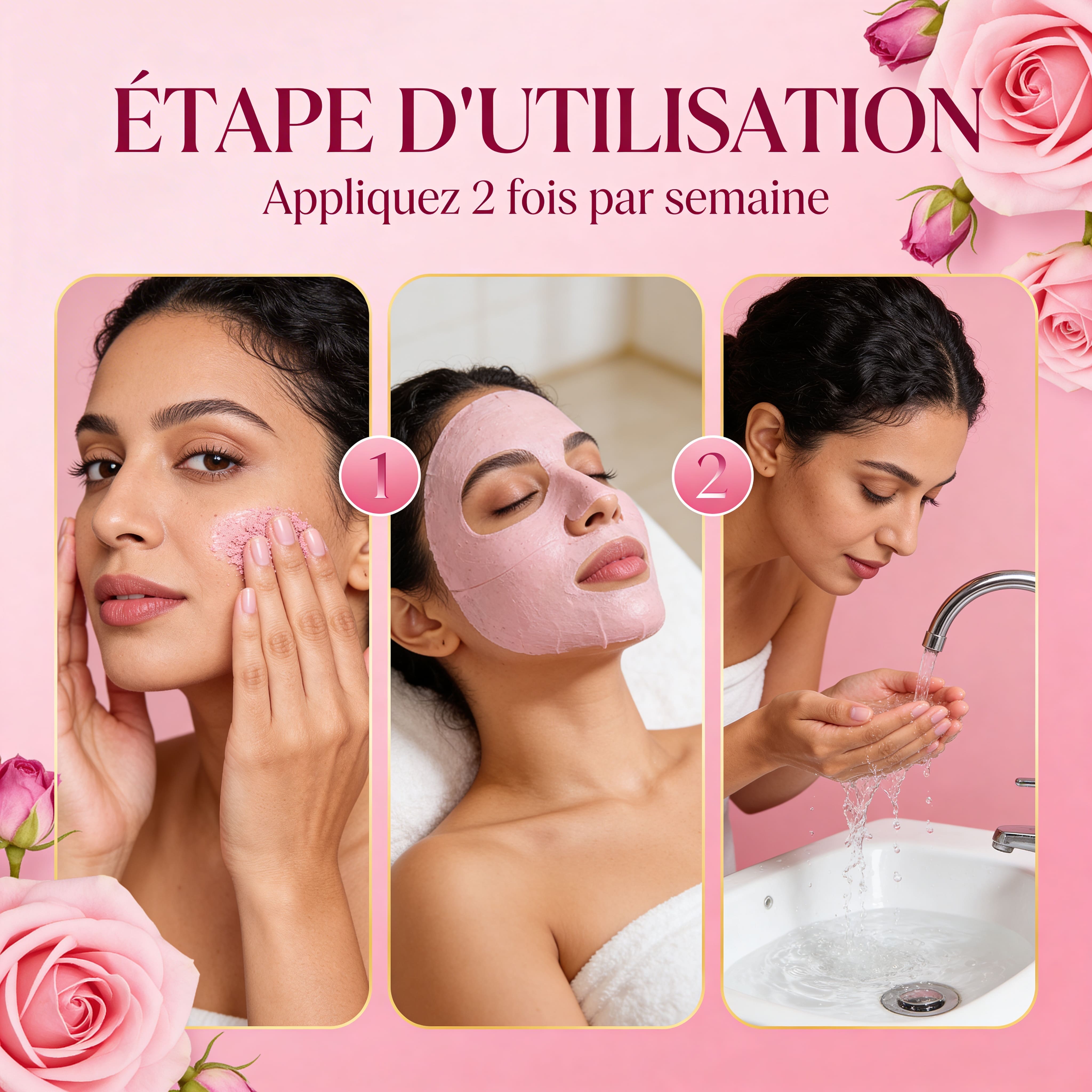 JODHUR Poudre de Rose BIO – Masque Purifiant & Tonifiant au moringa et argan, pour une peau nettoyée et tonifiée naturellement.