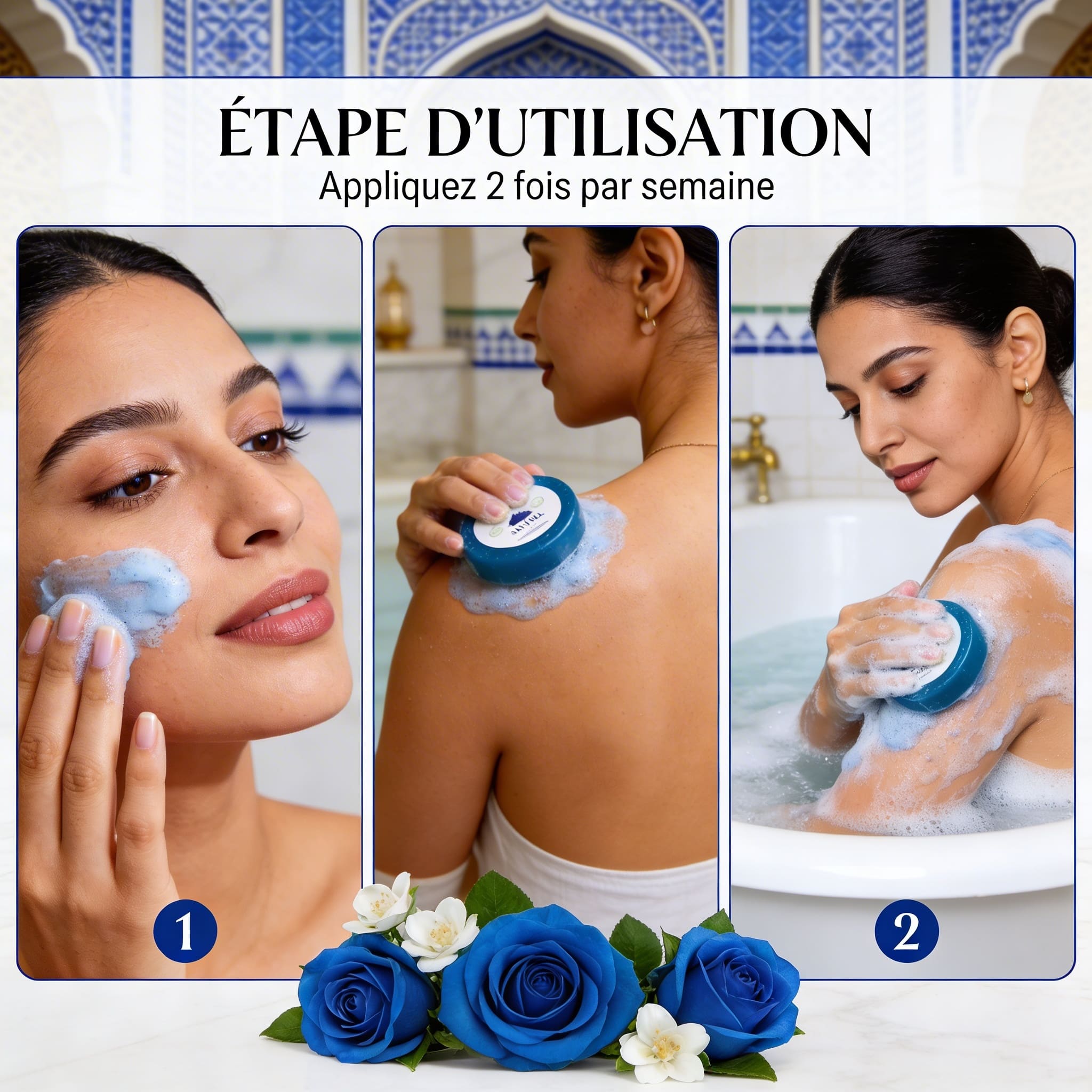 Savon Éclaircissant à la Nila Bleue – Teint Unifié JODHUR, riche en moringa pour un teint purifiant et unifié naturellement.