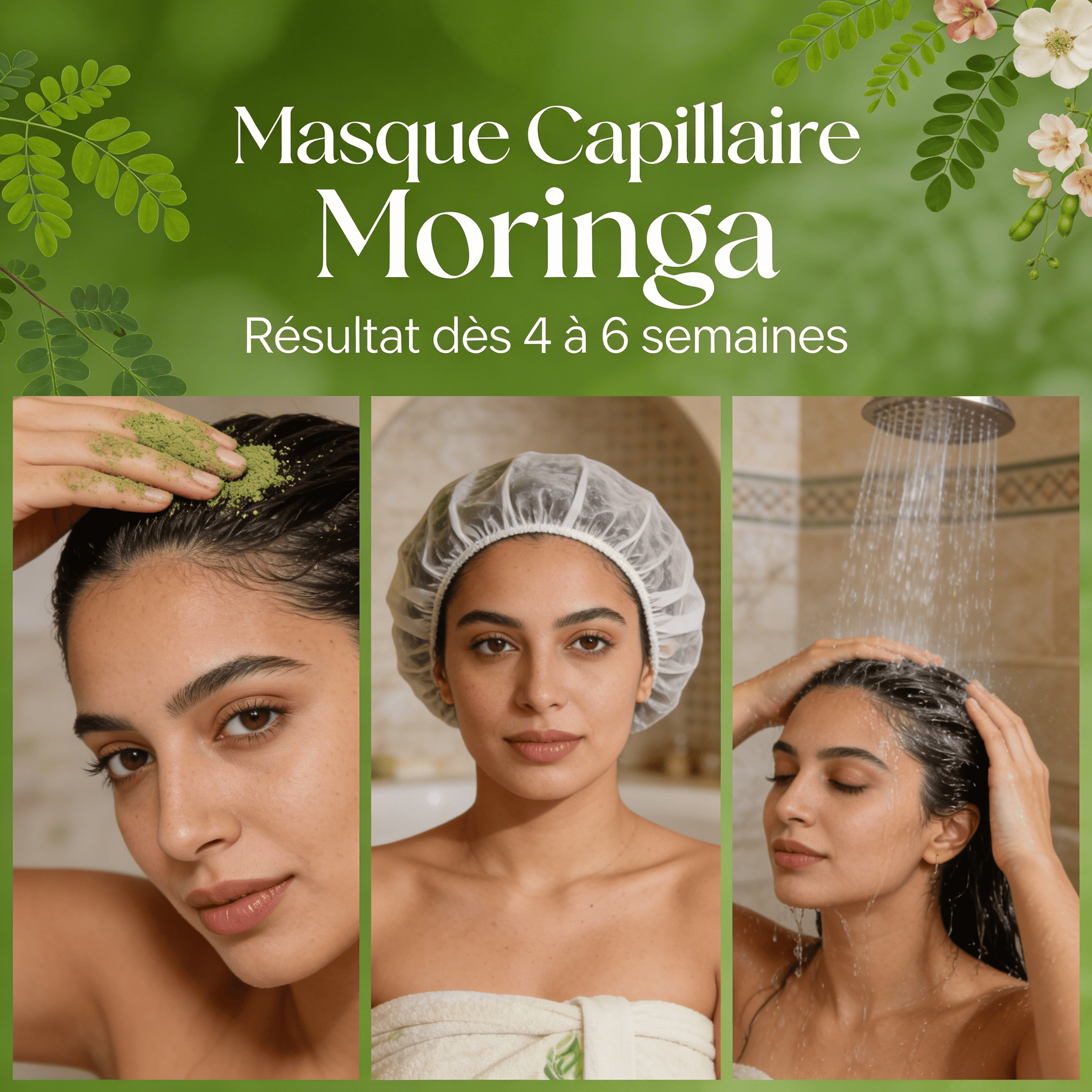Masque Capillaire Moringa | JODHUR aux actifs naturels de moringa et huile d’argan pour réparer les cheveux abîmés en profondeur.