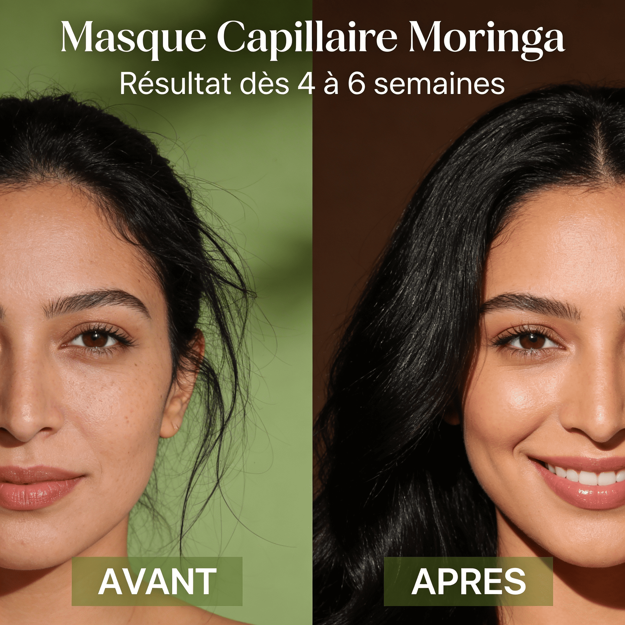 Masque Capillaire Moringa | JODHUR, avec moringa et huile d’argan pour réparer et nourrir les cheveux abîmés en profondeur.