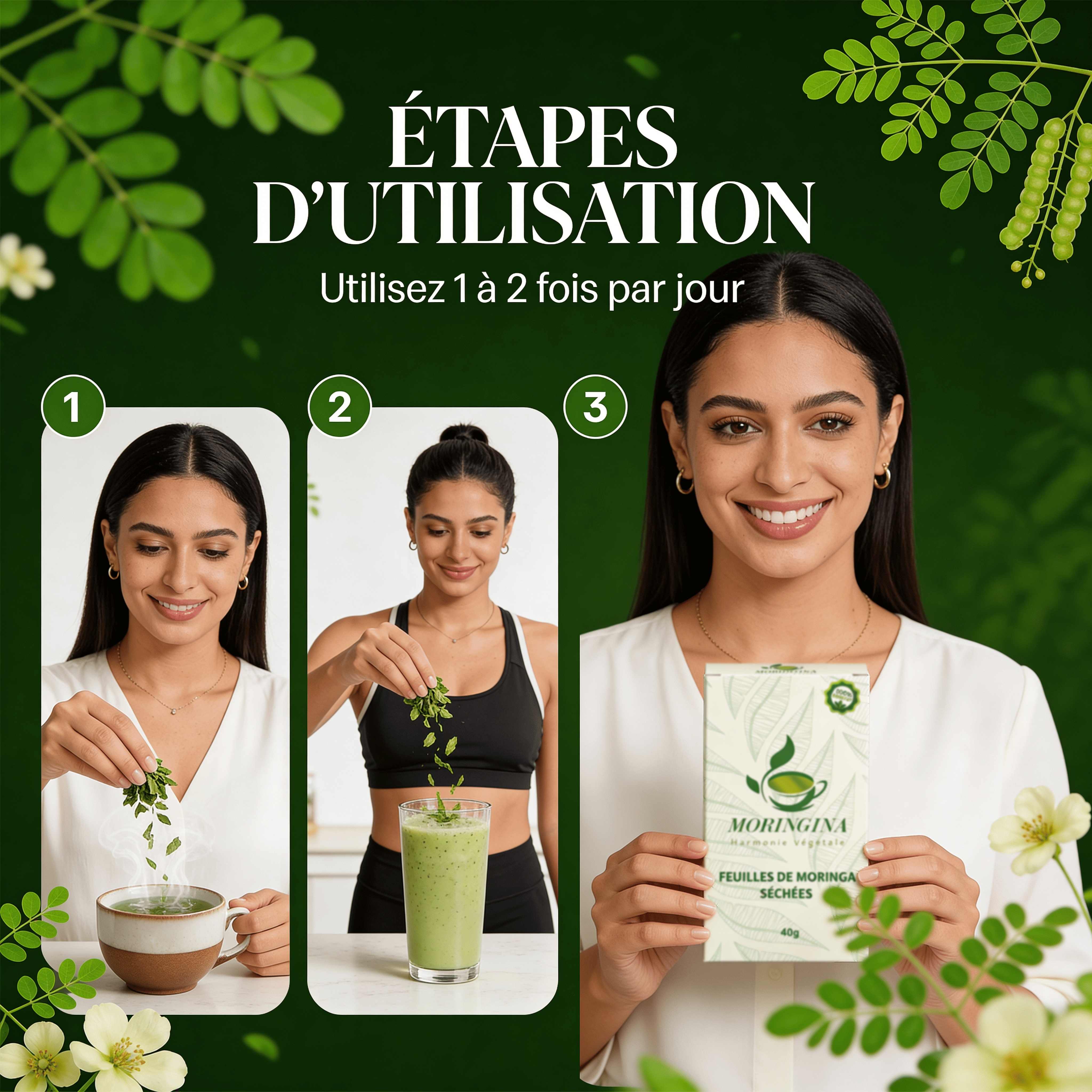 JODHUR Feuilles de Moringa Séchées 40g | infusion naturelle riche en moringa pour une peau purifiée et un éclat naturel.
