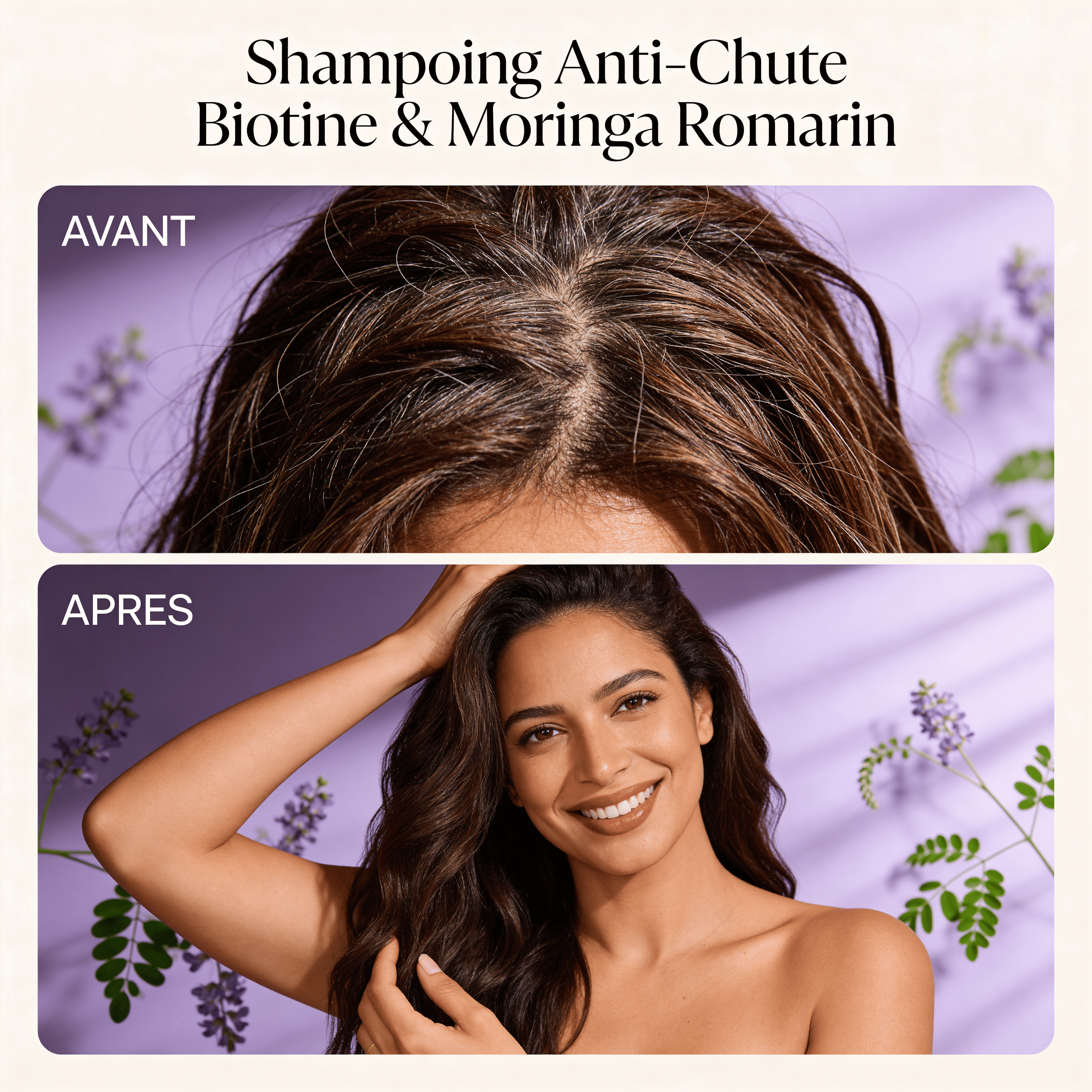 Shampoing Anti-Chute Biotine & Moringa Romarin | Pour tous types de cheveux