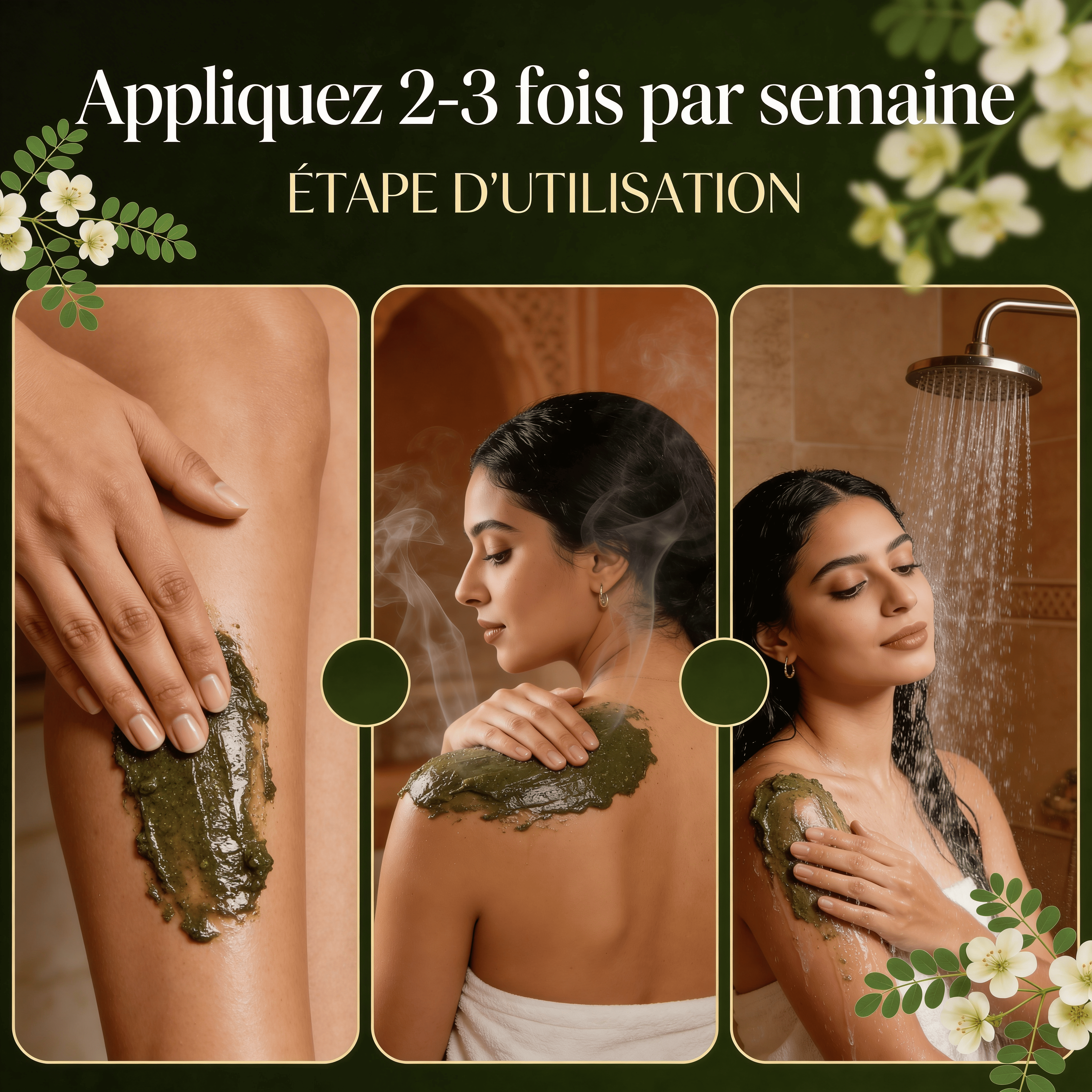 JODHUR Gommage Moringa Corps | Peau douce comme de la soie dès la douche, enrichi en moringa et huile d’argan nourrissante.