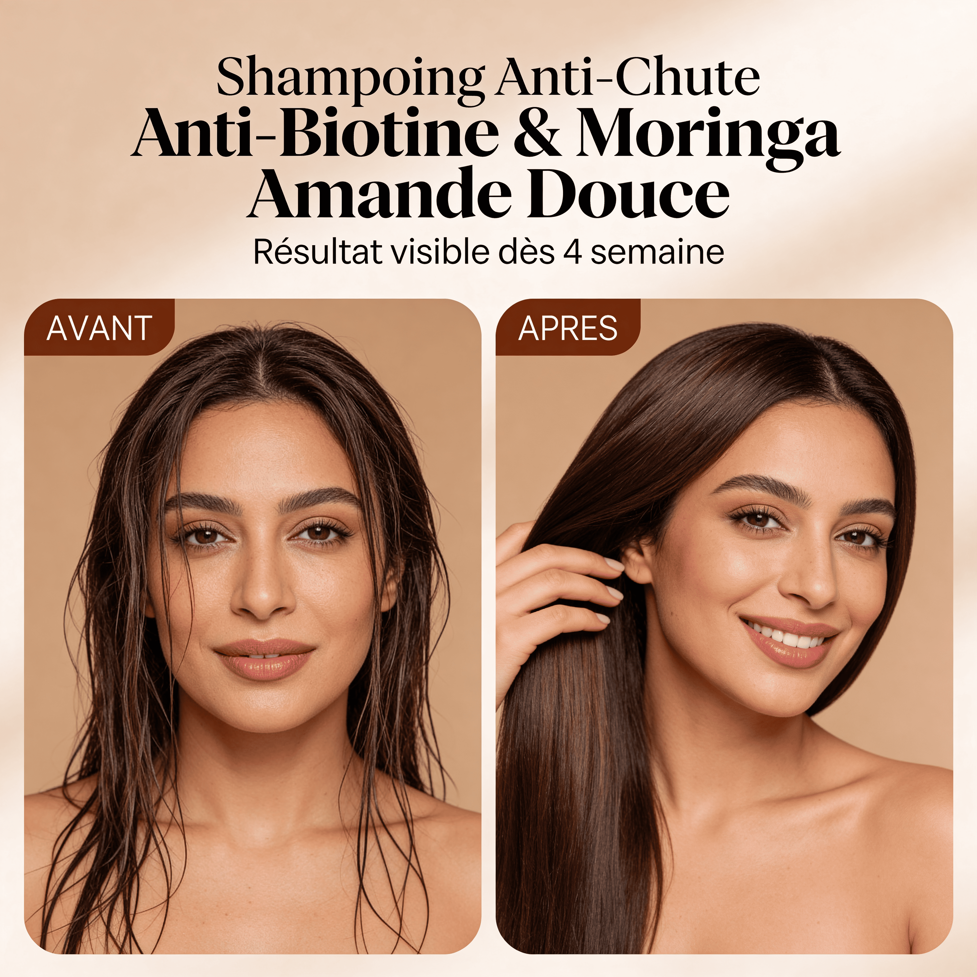 Shampoing Anti-Chute Biotine & Moringa Amande Douce | Adoucit et assouplit les cheveux