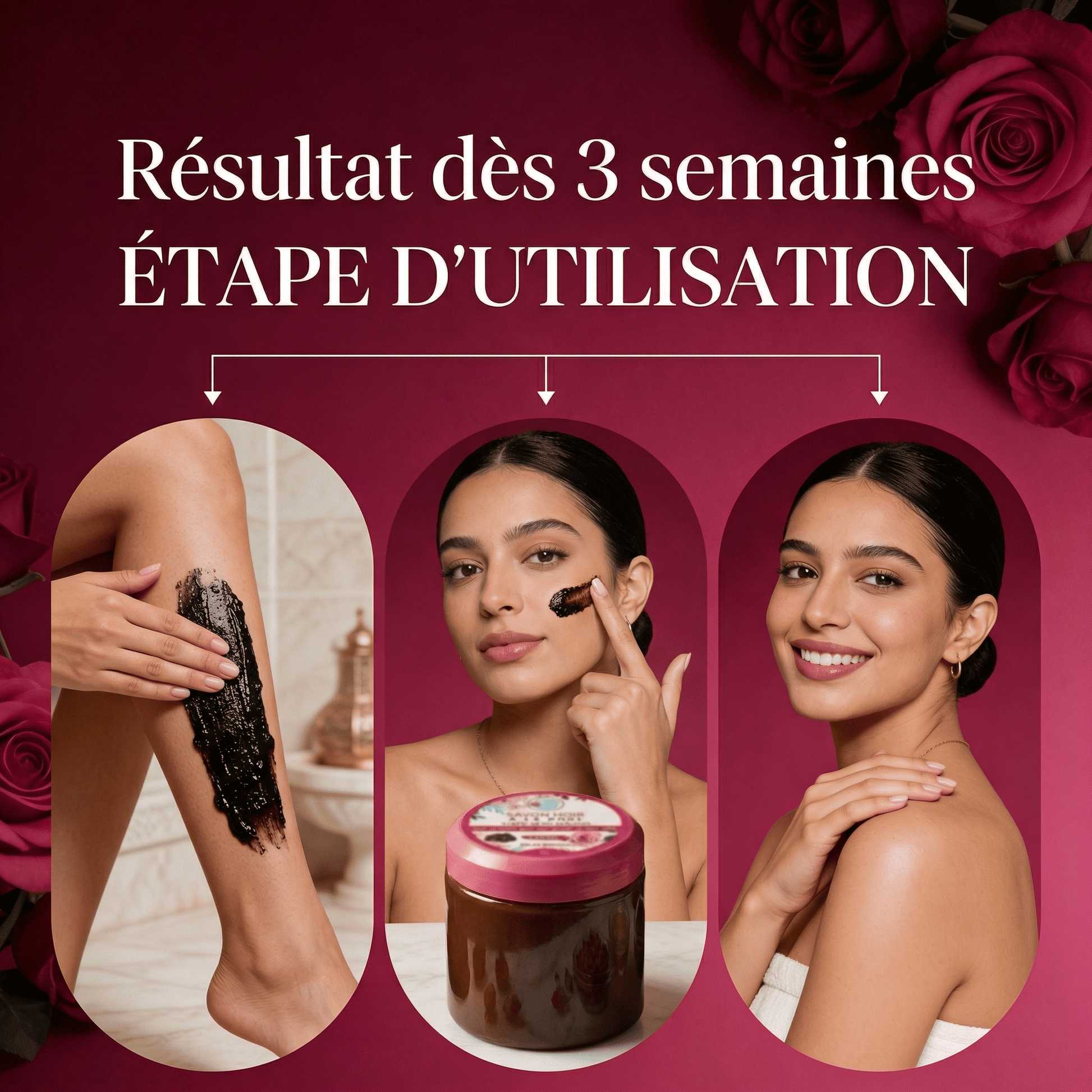 JODHUR Savon Noir de Rose Damask à l’huile d’argan et moringa, adoucit, illumine et ralentit le vieillissement naturellement.