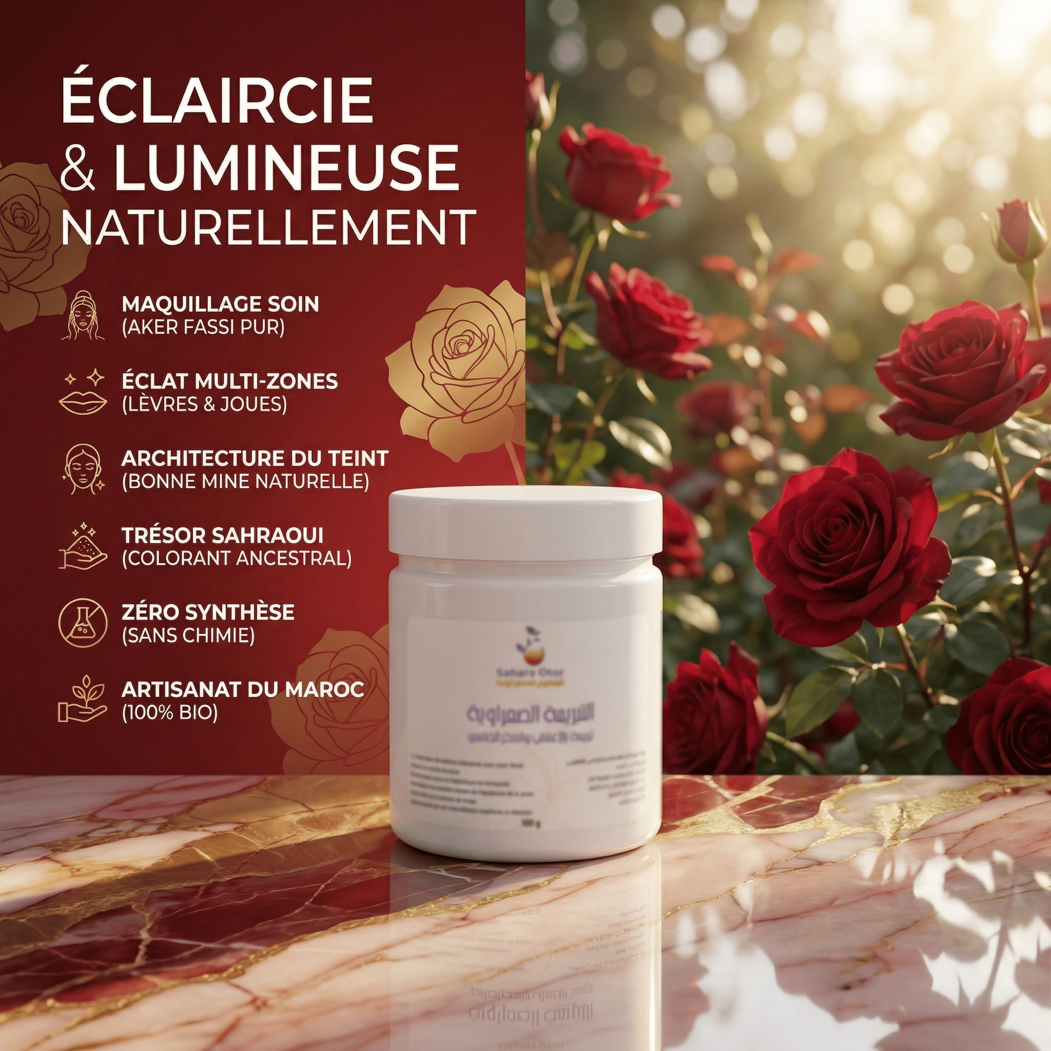 Tabrima Sahraouia aux Herbes et Aker Fassi · Peau Douce, Éclaircie & Lumineuse Naturellement