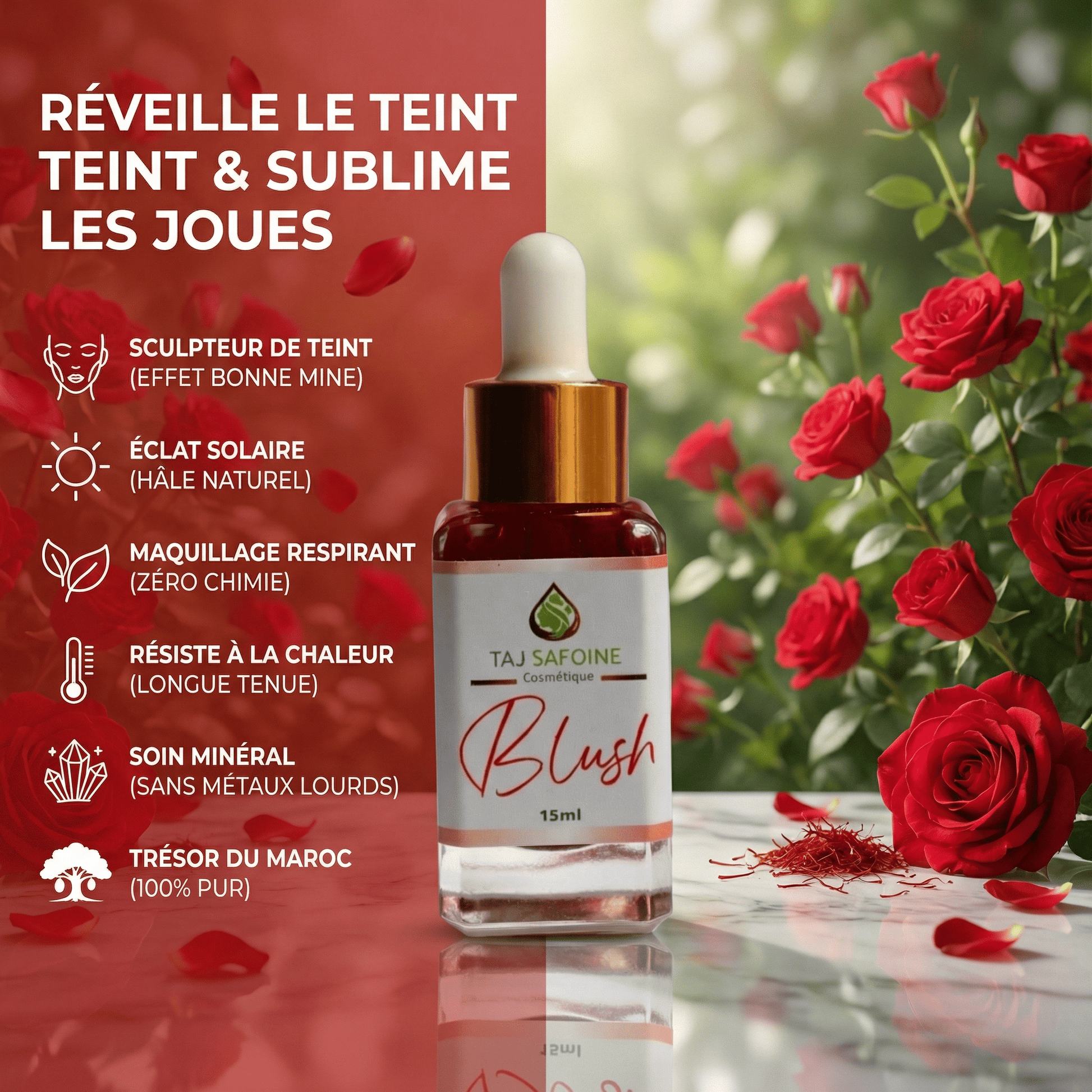 Blush Cosmétique Artisanal | Réveille le teint & sublime les joue JODHUR, enrichi en huile d’argan, éclat naturel et soin nourrissant.