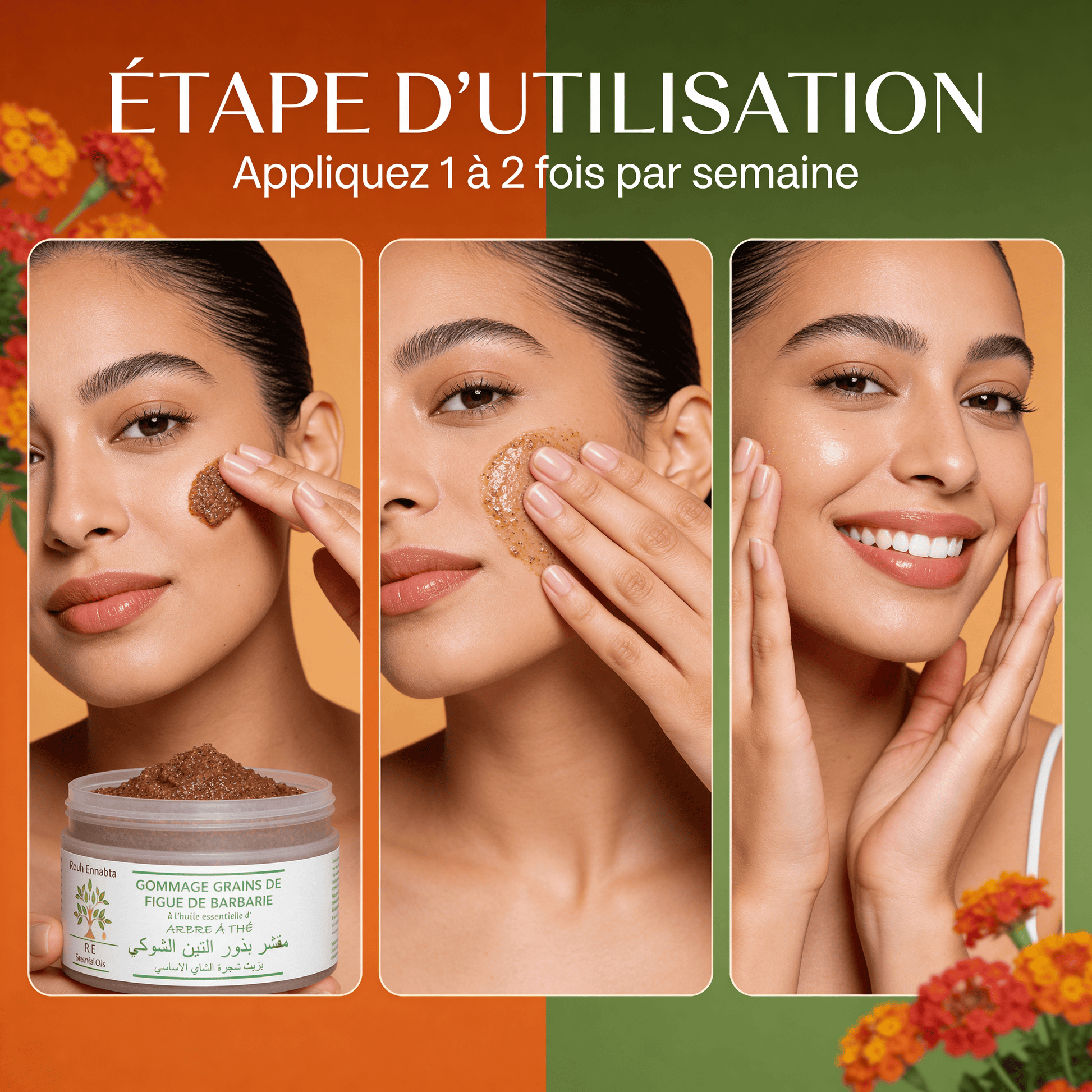 JODHUR Gommage Grains de Figue de Barbarie à Huile Essentielle Arbre de Thé, exfoliant naturel purifiant au moringa.