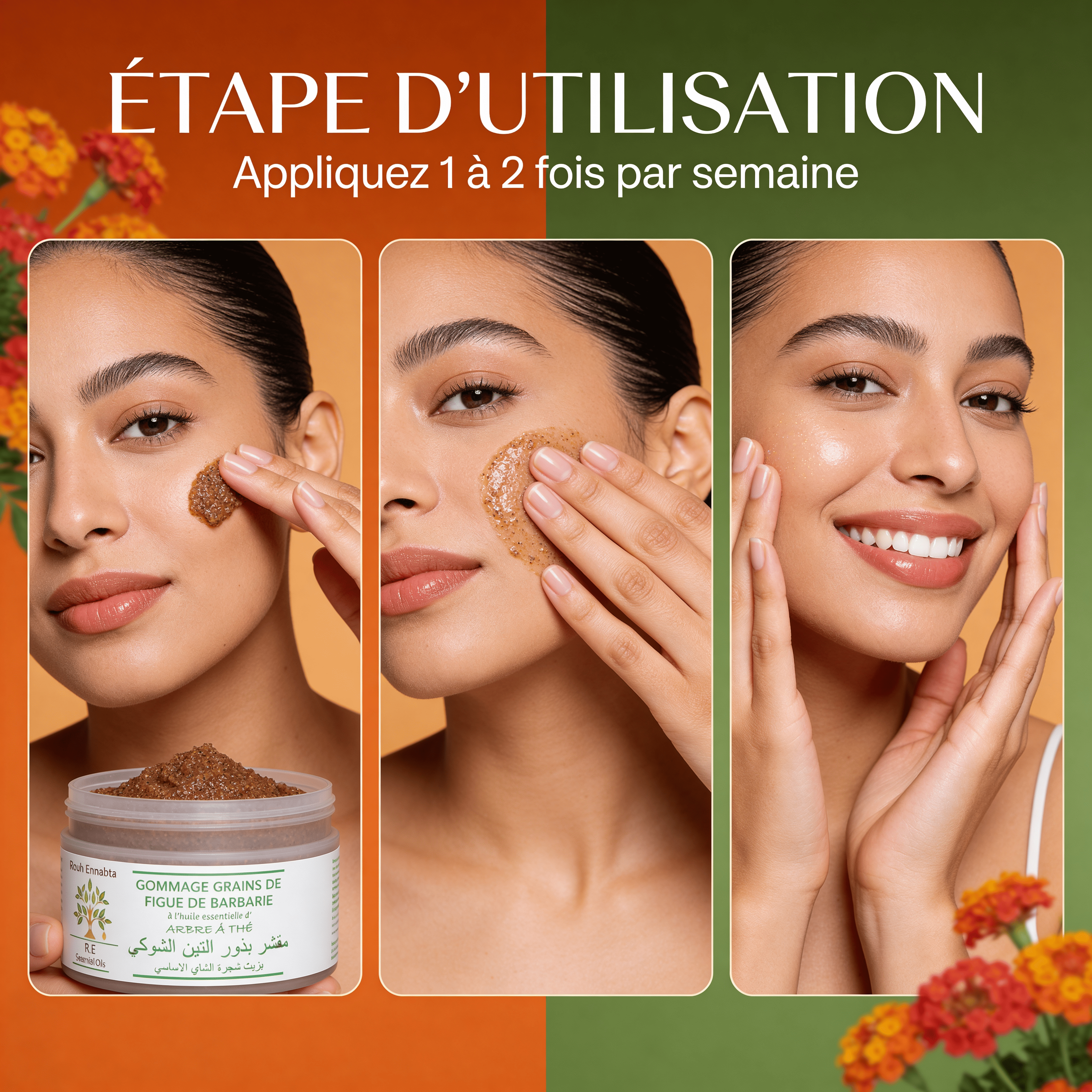 JODHUR Gommage Grains de Figue de Barbarie à Huile Essentielle Arbre de Thé, exfoliant naturel purifiant au moringa.
