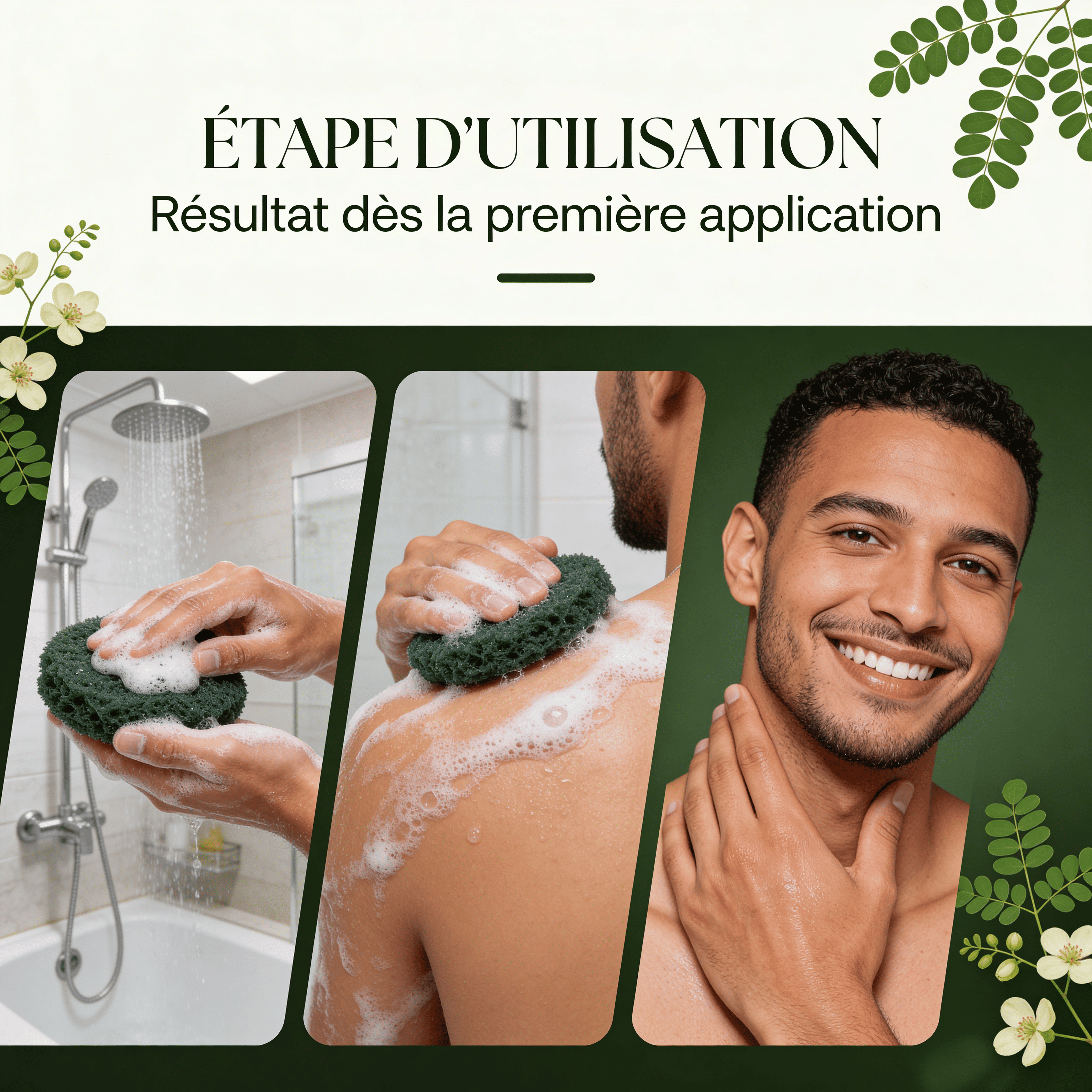 JODHUR Gel Douche aux Huiles Essentielles Rafraîchissant avec moringa pour une peau hydratée et purifiée dès la première utilisation.
