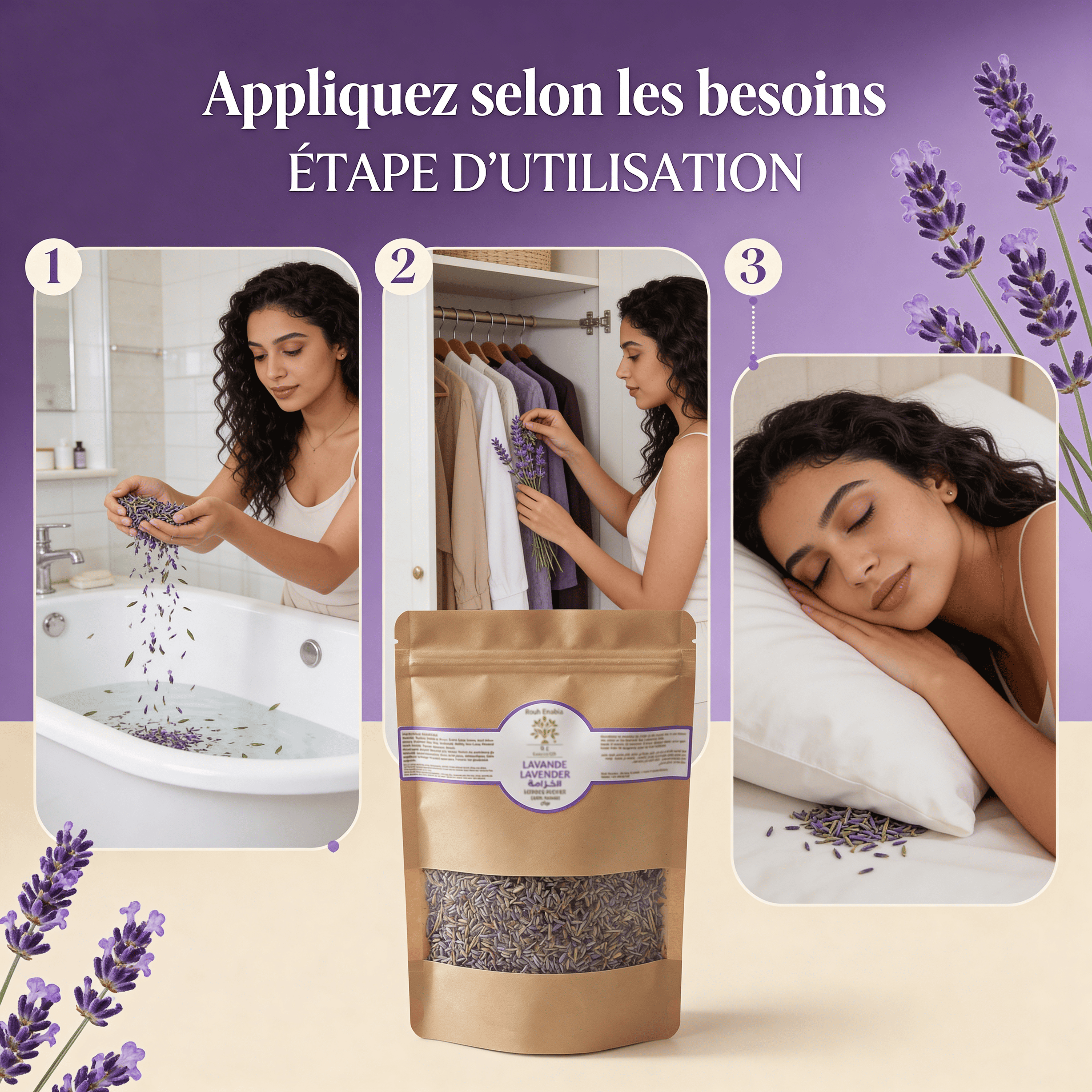 JODHUR Herbes Séchées Lavande | Apaise & adoucit la peau avec moringa et huile d’argan pour une peau naturellement douce.