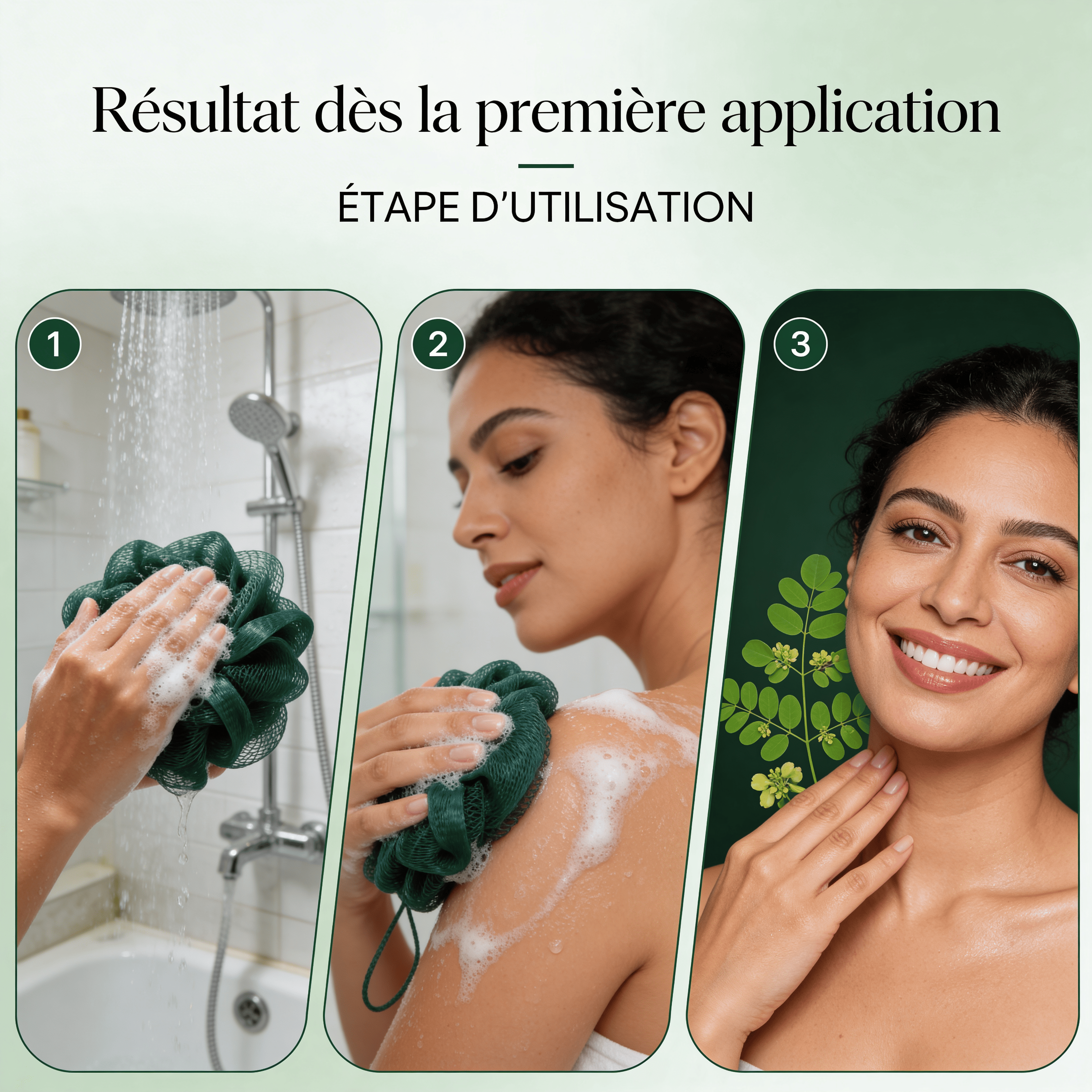 JODHUR Gel Douche aux Huiles Essentielles Rafraîchissant au moringa et huile d’argan pour une peau nourrie et purifiée dès la première utilisation.