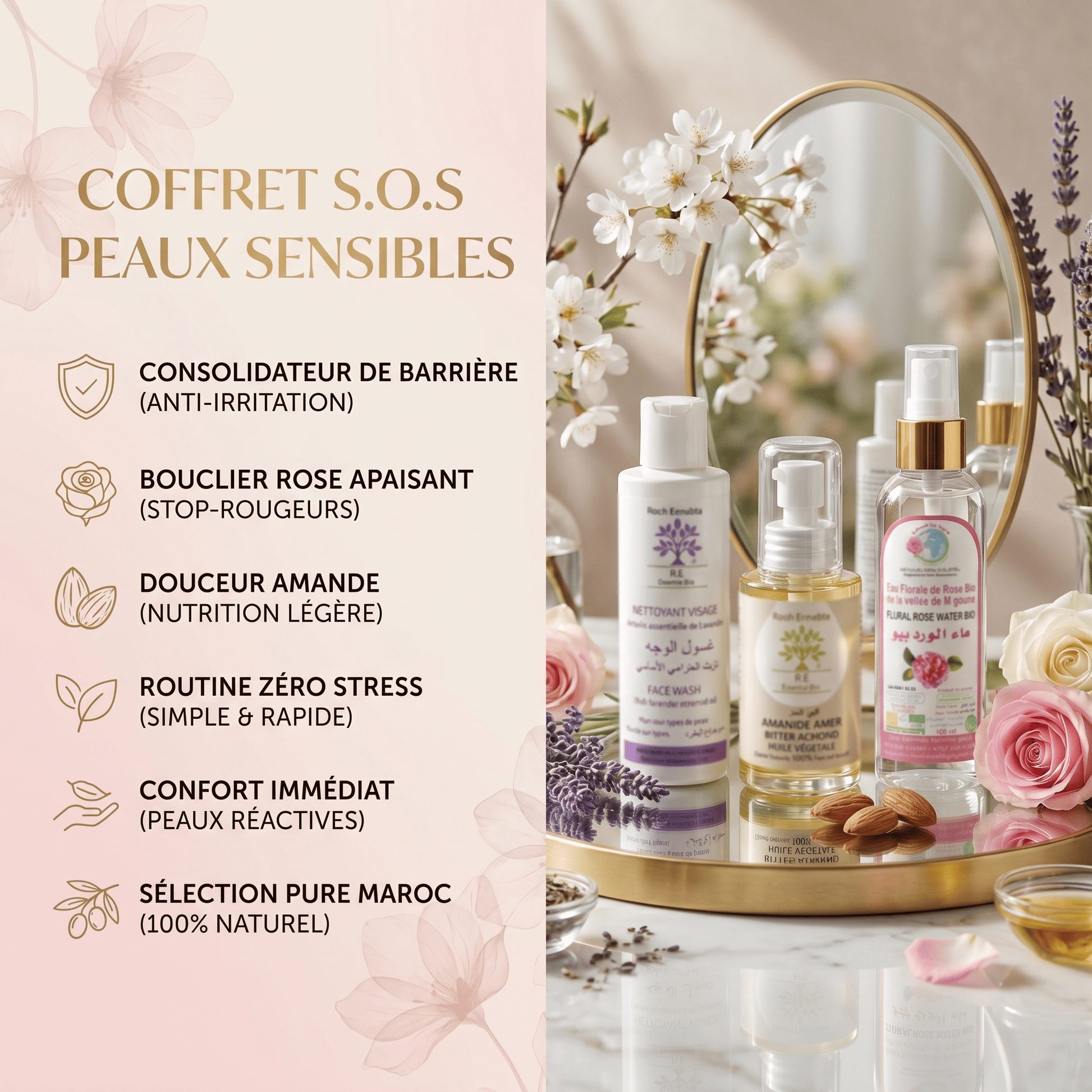 Coffret SOS Peaux Sensibles – 6 bénéfices : consolide la barrière cutanée, apaise les rougeurs, nutrition légère, douceur