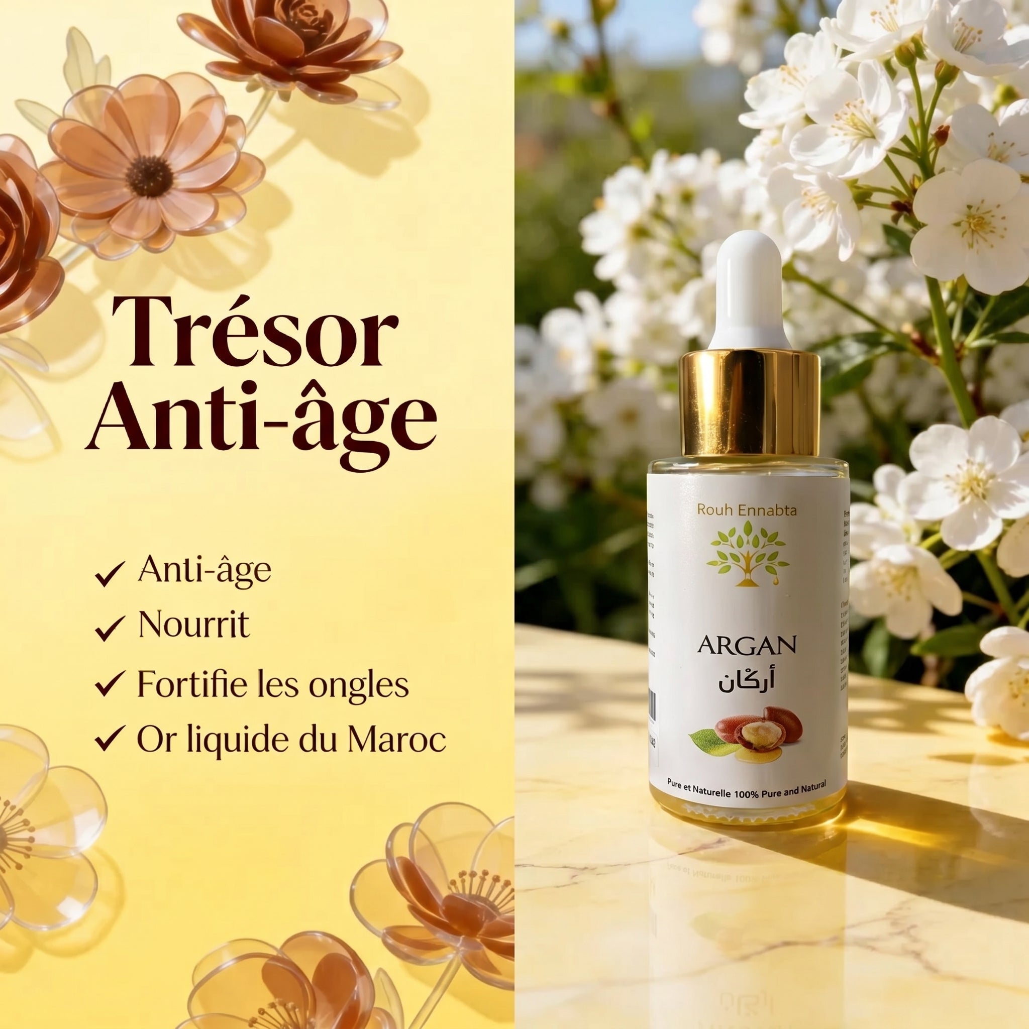 Huile d'Argan Pure BIO – Trésor Anti-âge