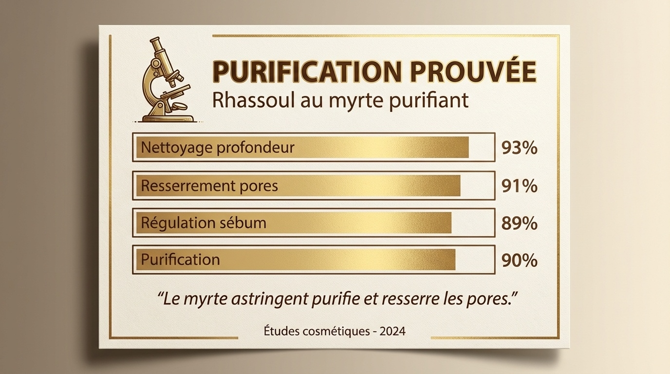 JODHUR cosmétiques naturels au rhassoul et myrte pour une purification profonde et un resserrement efficace des pores.